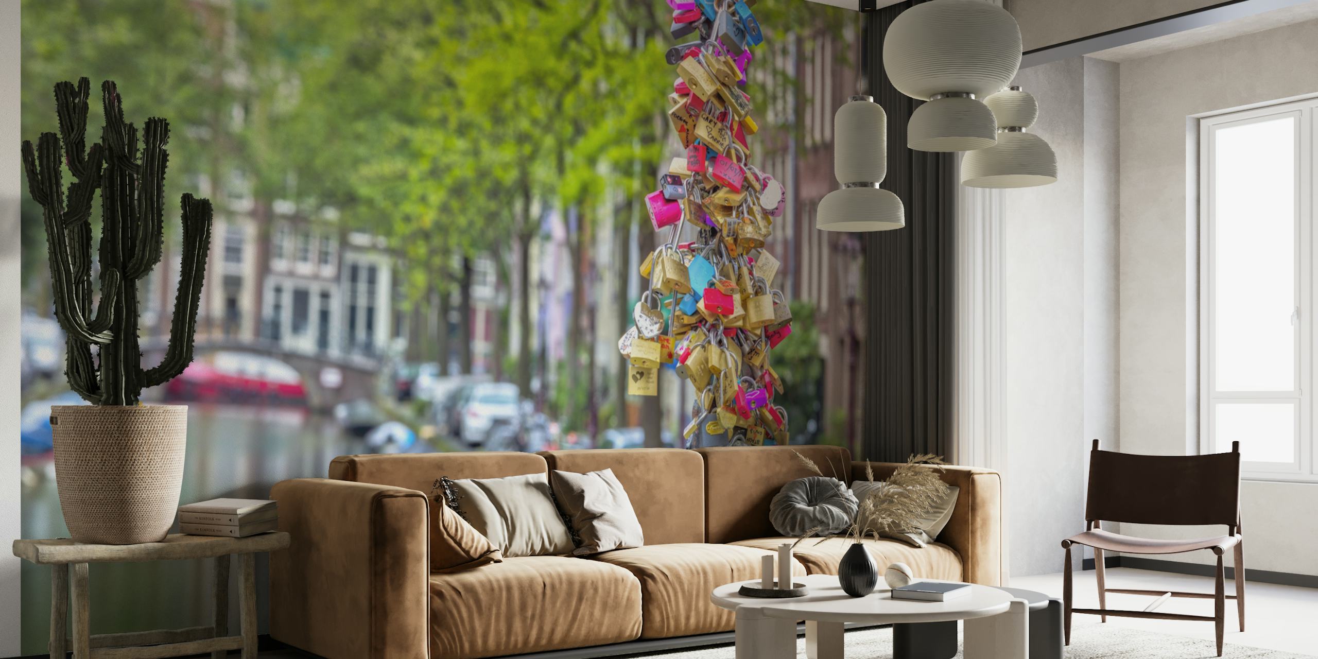 Love Locks Bridge wallpaper in a room