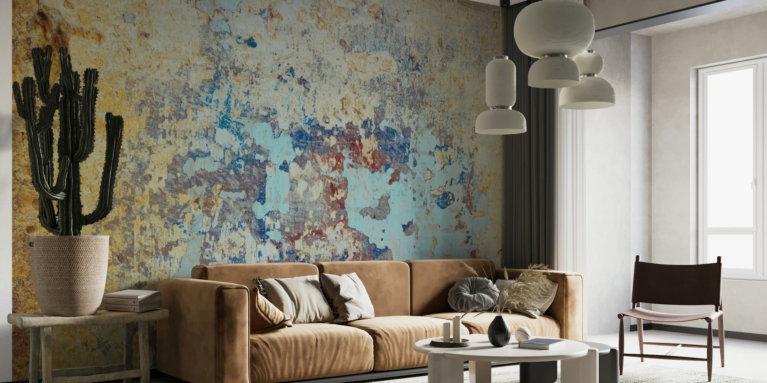 Weathered texture wallpaper in room display