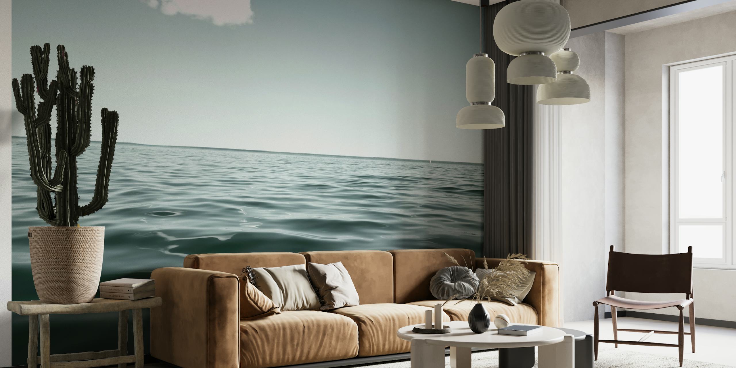 Rustige Meer Scène Wallpaper in de Tentoonstellingsruimte
