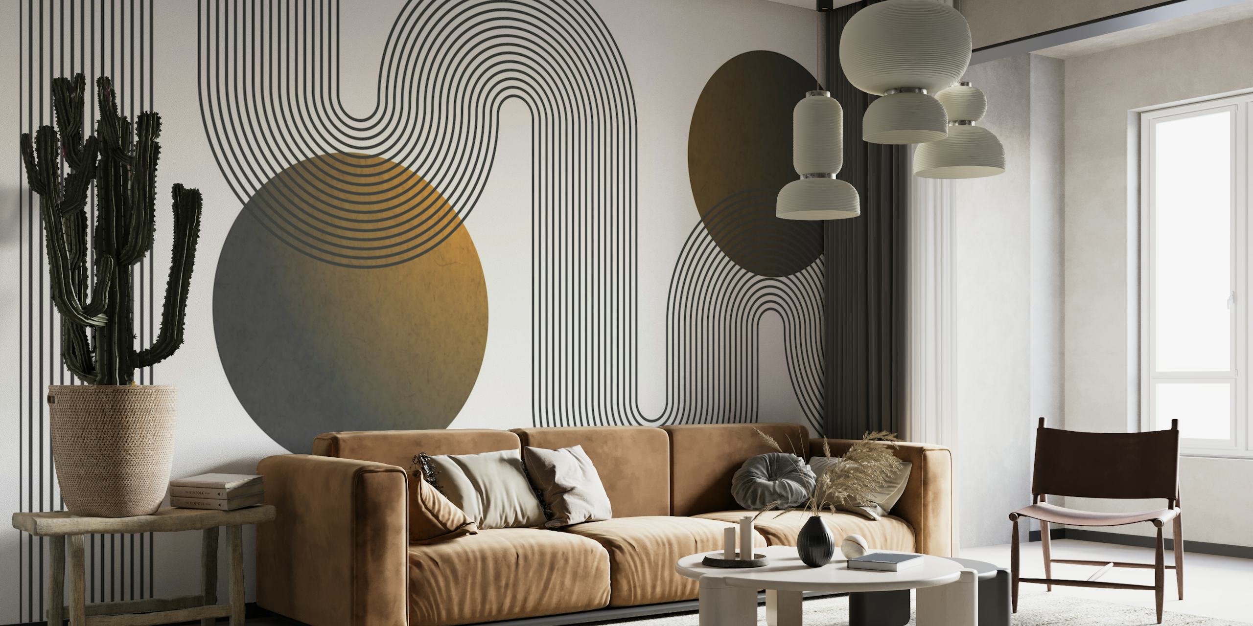 Moody Curvy Art wallpaper in a modern room
