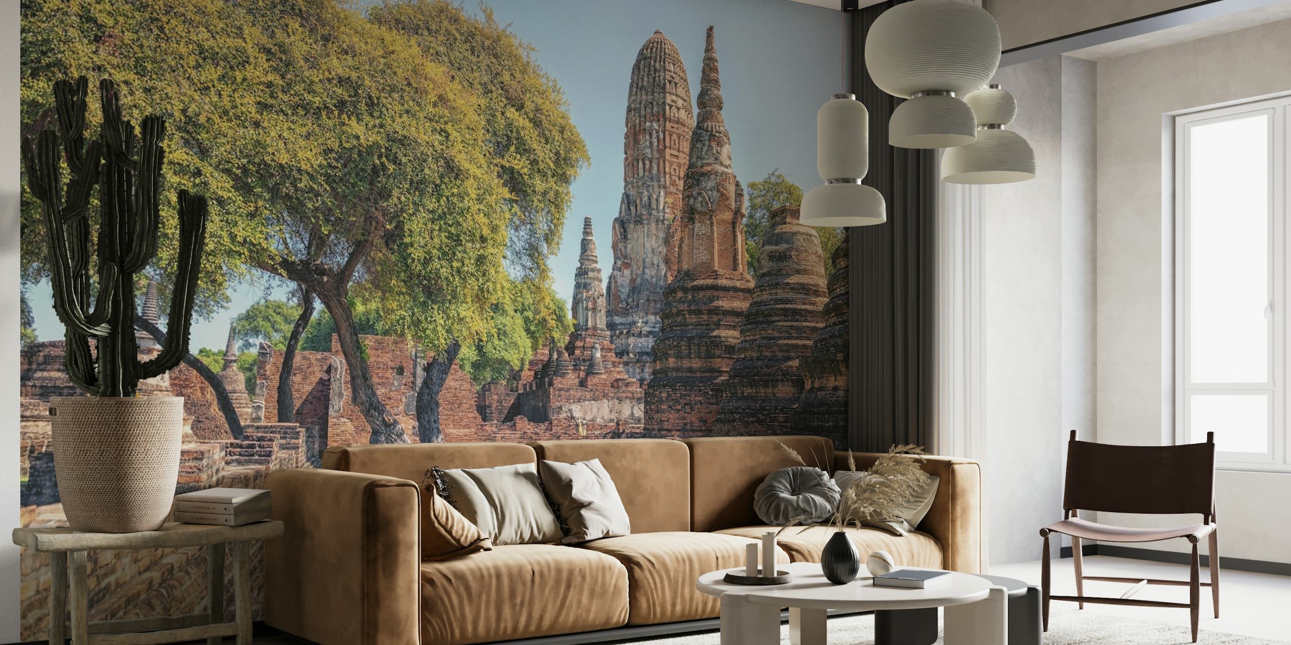 Ayutthaya wallpaper in a modern room