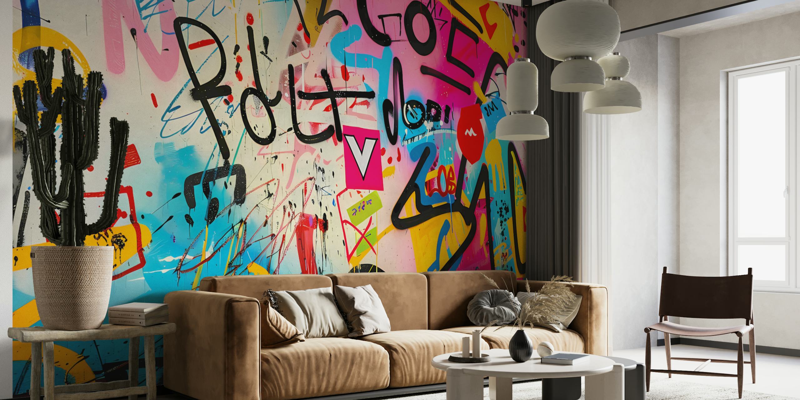 Diseño de papel tapiz Graffiti Style 3 en una habitación