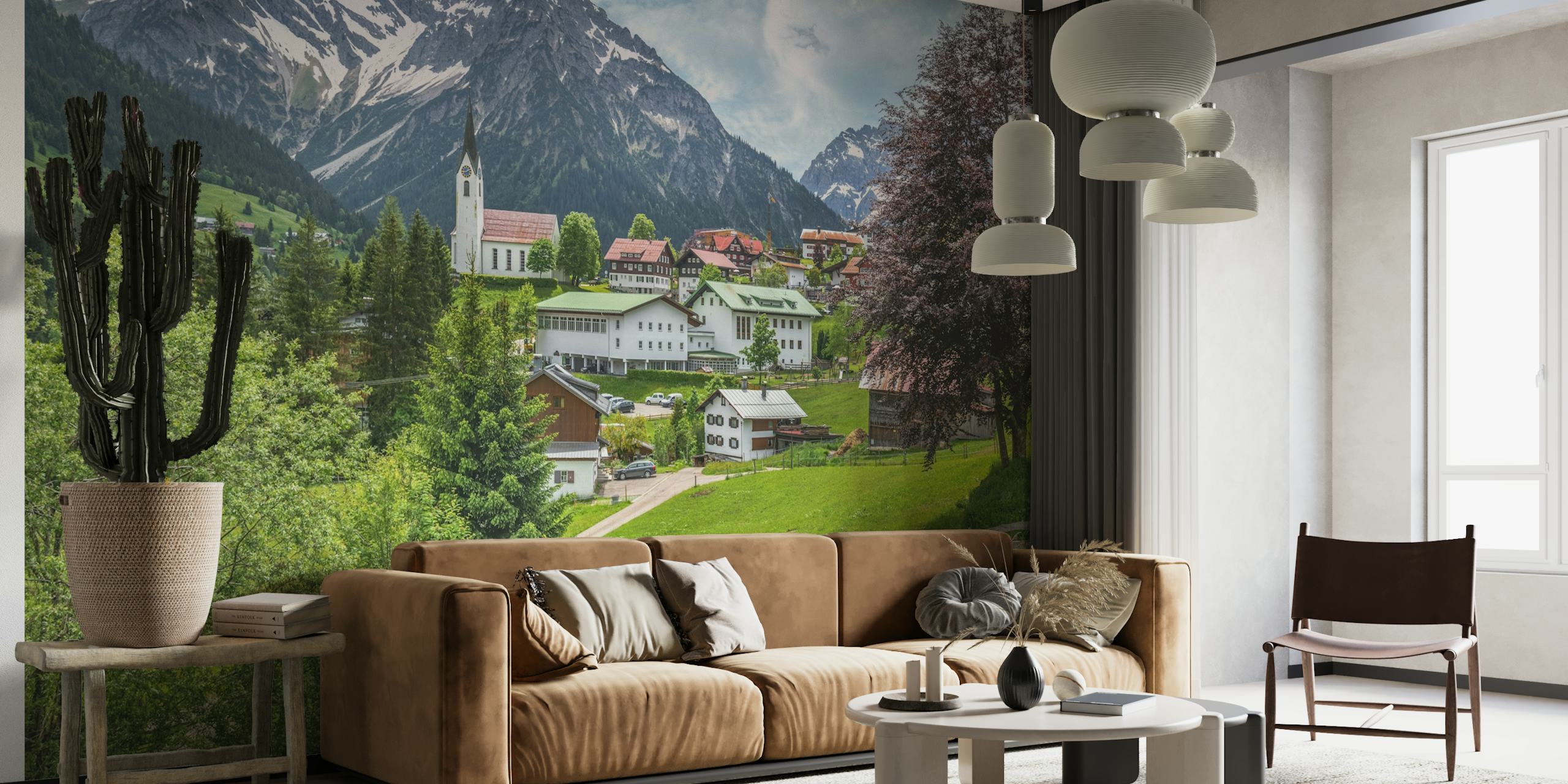 Hirschegg Austria schilderachtige wandbekleding in een kamer