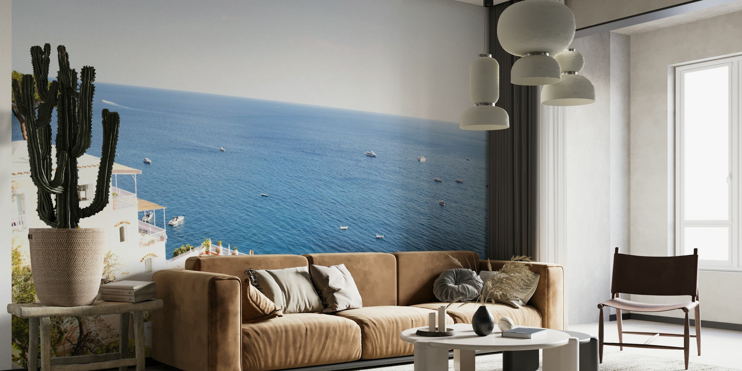 Coastal scenery wallpaper featuring blue sea and sky