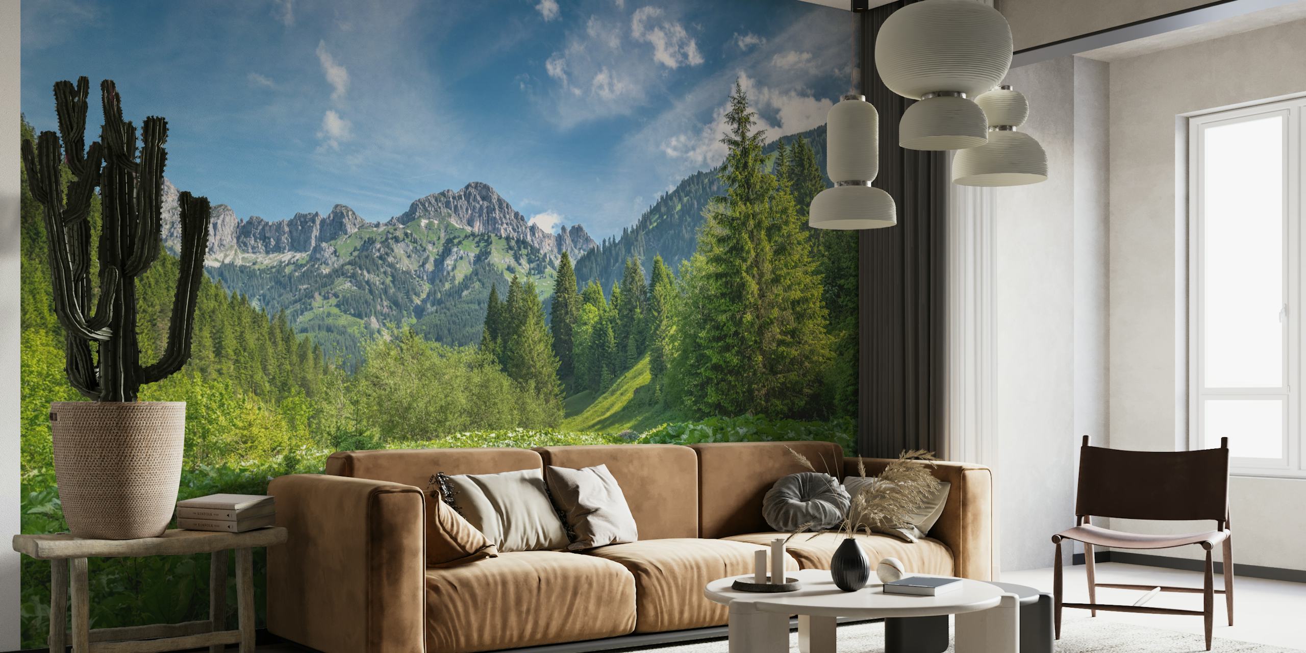 Tannheimer Mountain-tapet vist i et rum