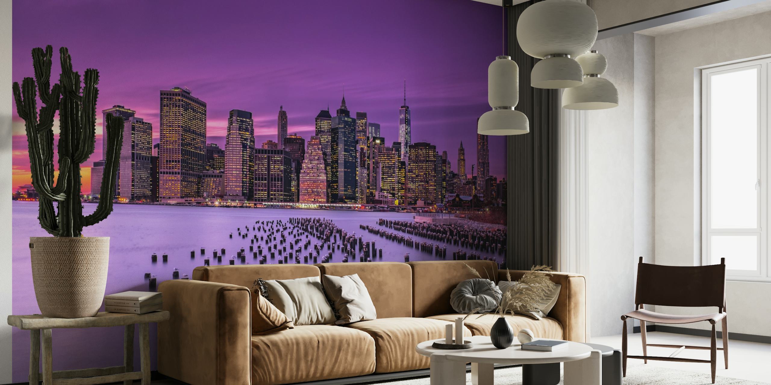New York Violet Sunset wallpaper