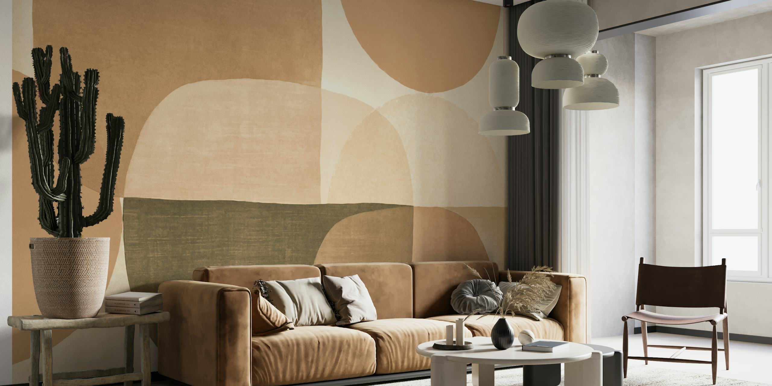 Carta da parati Mid Century Roundish Shapes in una stanza