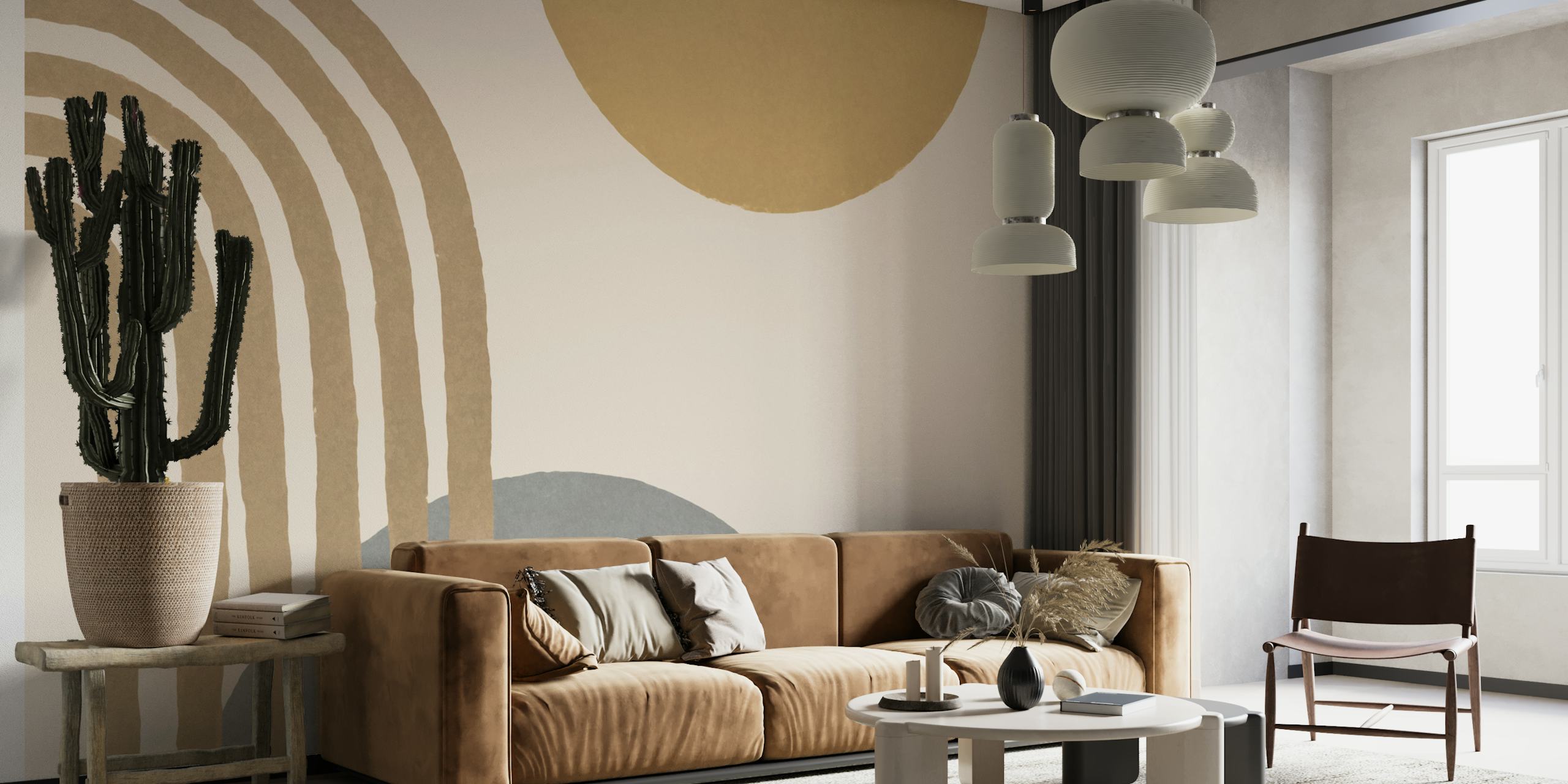 Mid Century Arch Beige Grey v místnosti