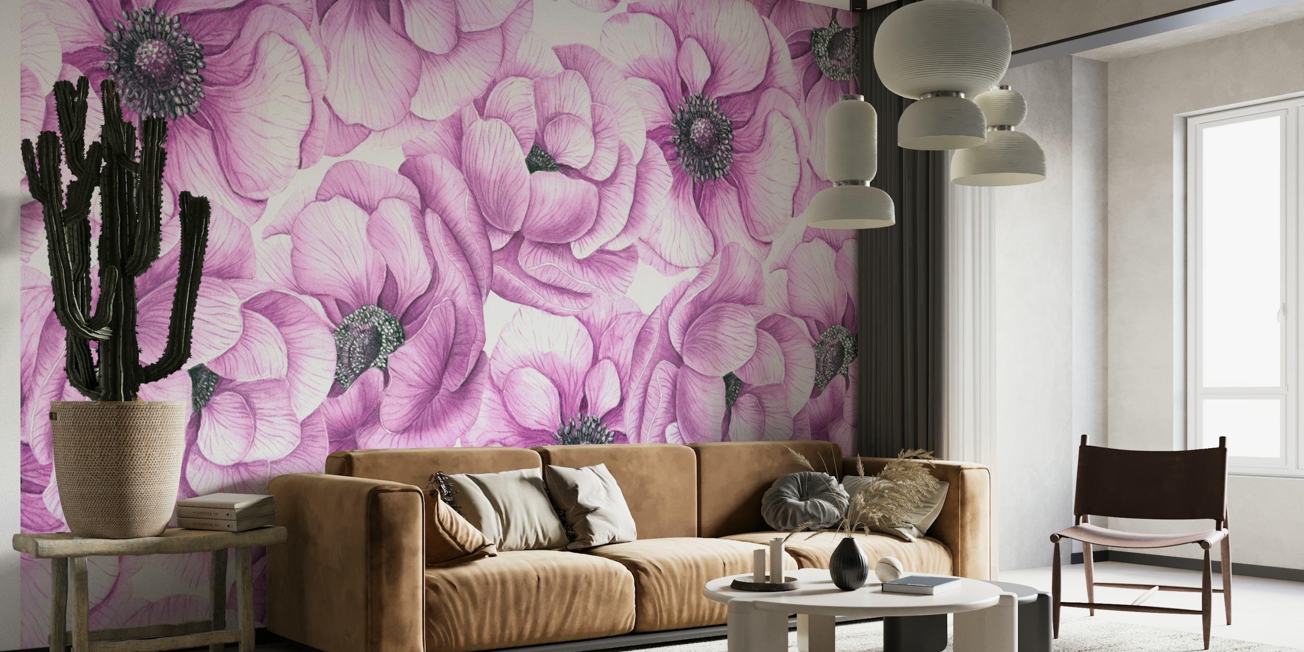 Pink anemone flowers papel de parede