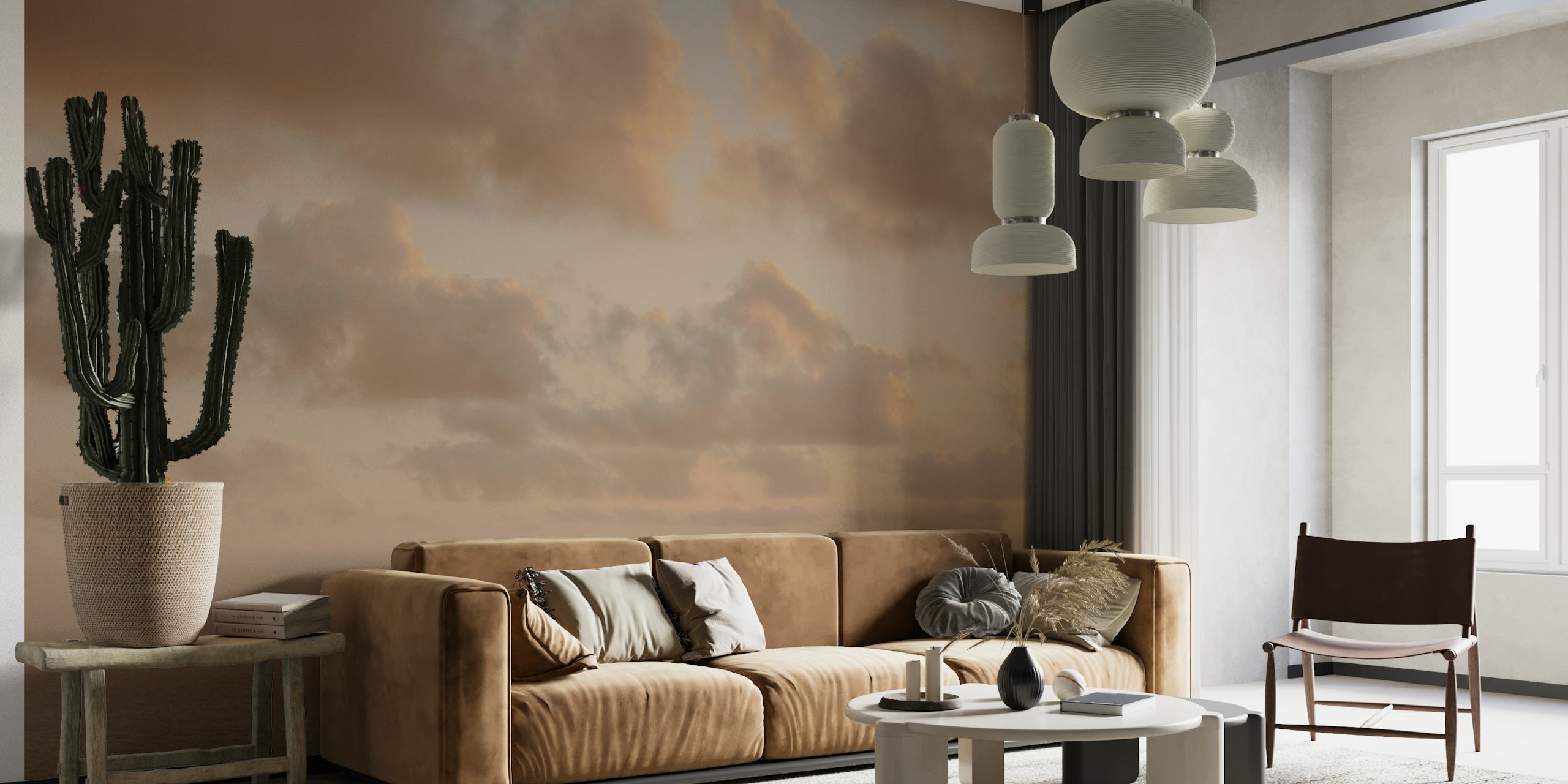 Soft pastel ocean clouds wallpaper in gentle hues
