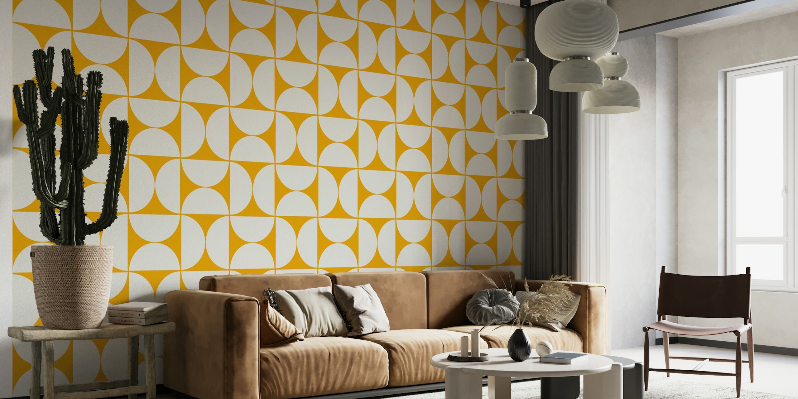 Mid-Century Modern pattern wallpaper in a room