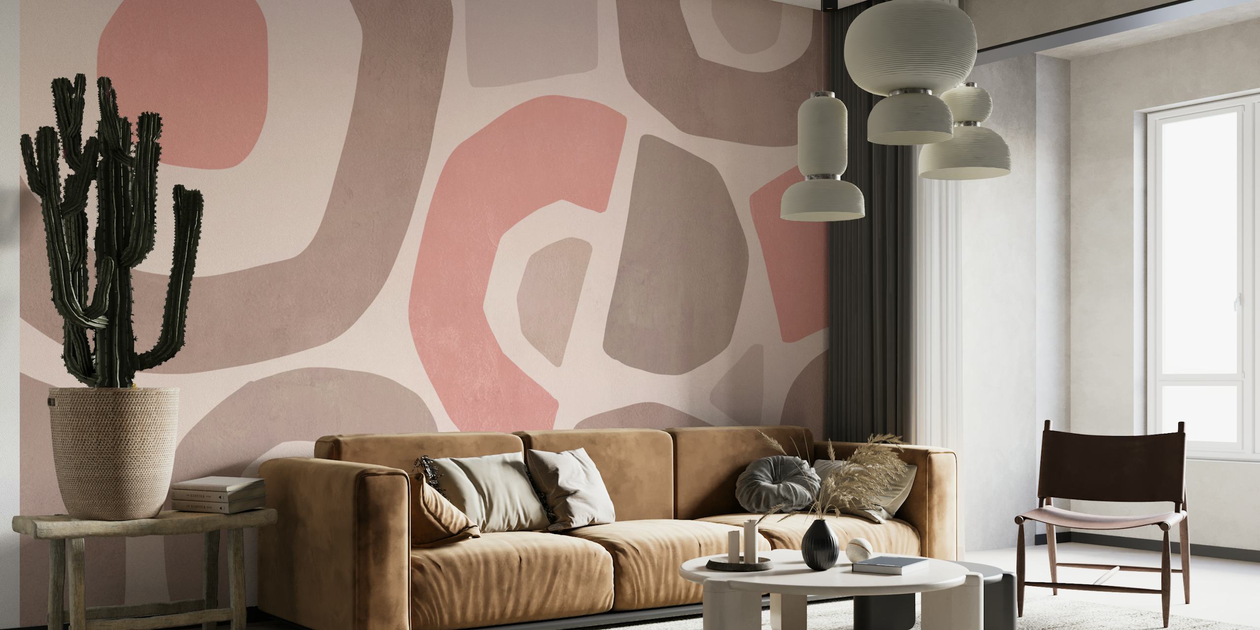 Paper Cut Shapes Abstract Art Peach pozadina u sobi