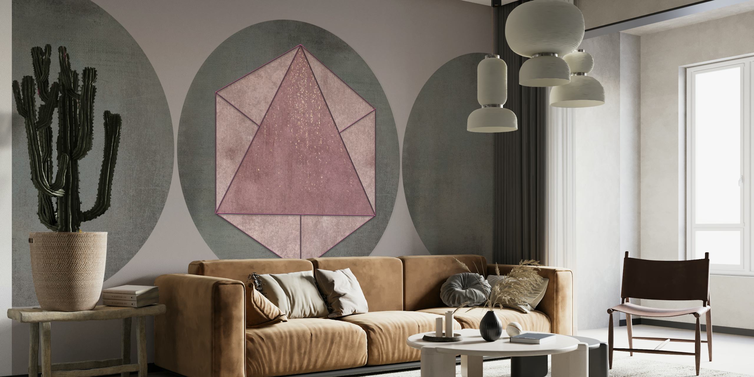 Ταπετσαρία Mid Century Modern Geometry σε ένα δωμάτιο