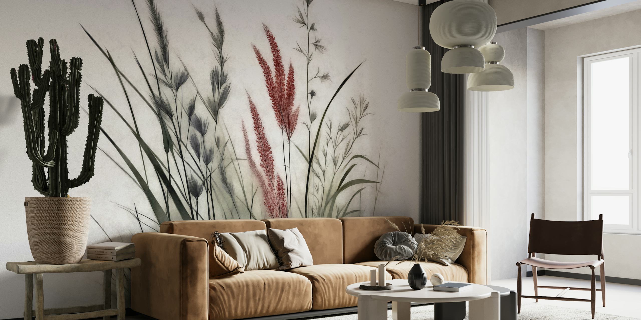 Papel pintado Moody Grass Meadow en una habitación