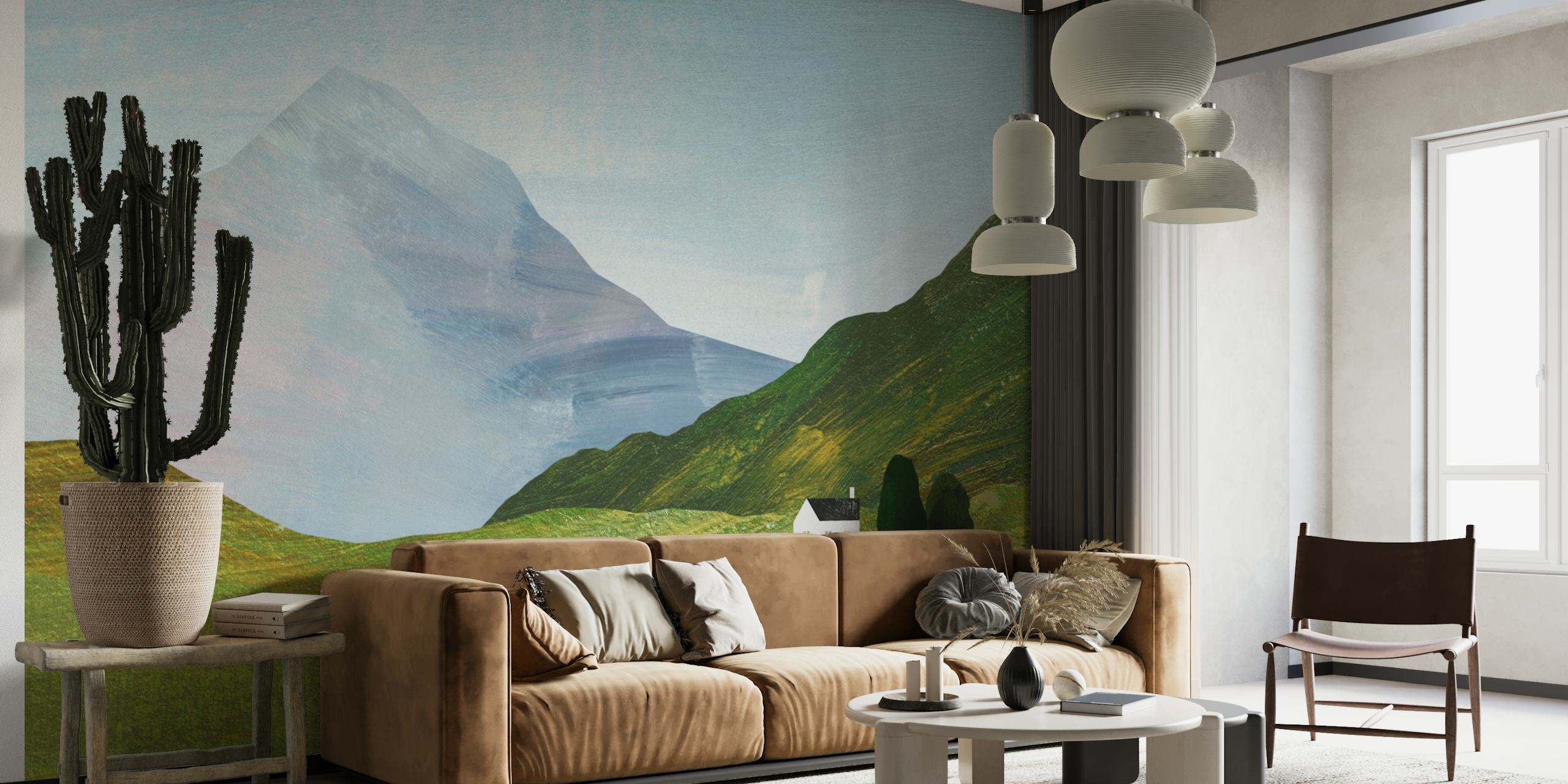 Tapet af et lille hus i bakkerne