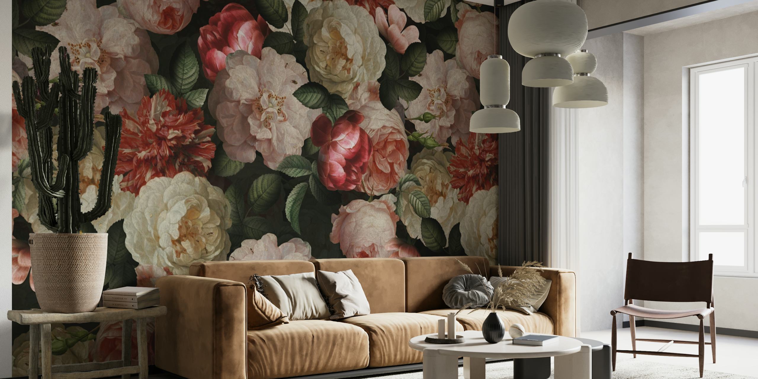 Baroque Opulent Vintage Pink Roses wallpaper