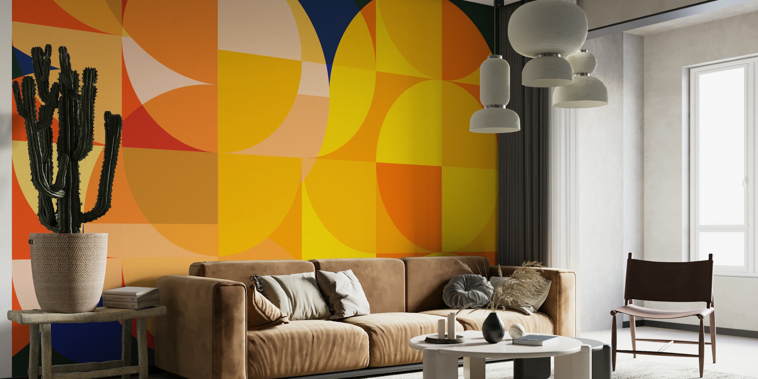 Tapeta Mid Century Bauhaus Round v místnosti