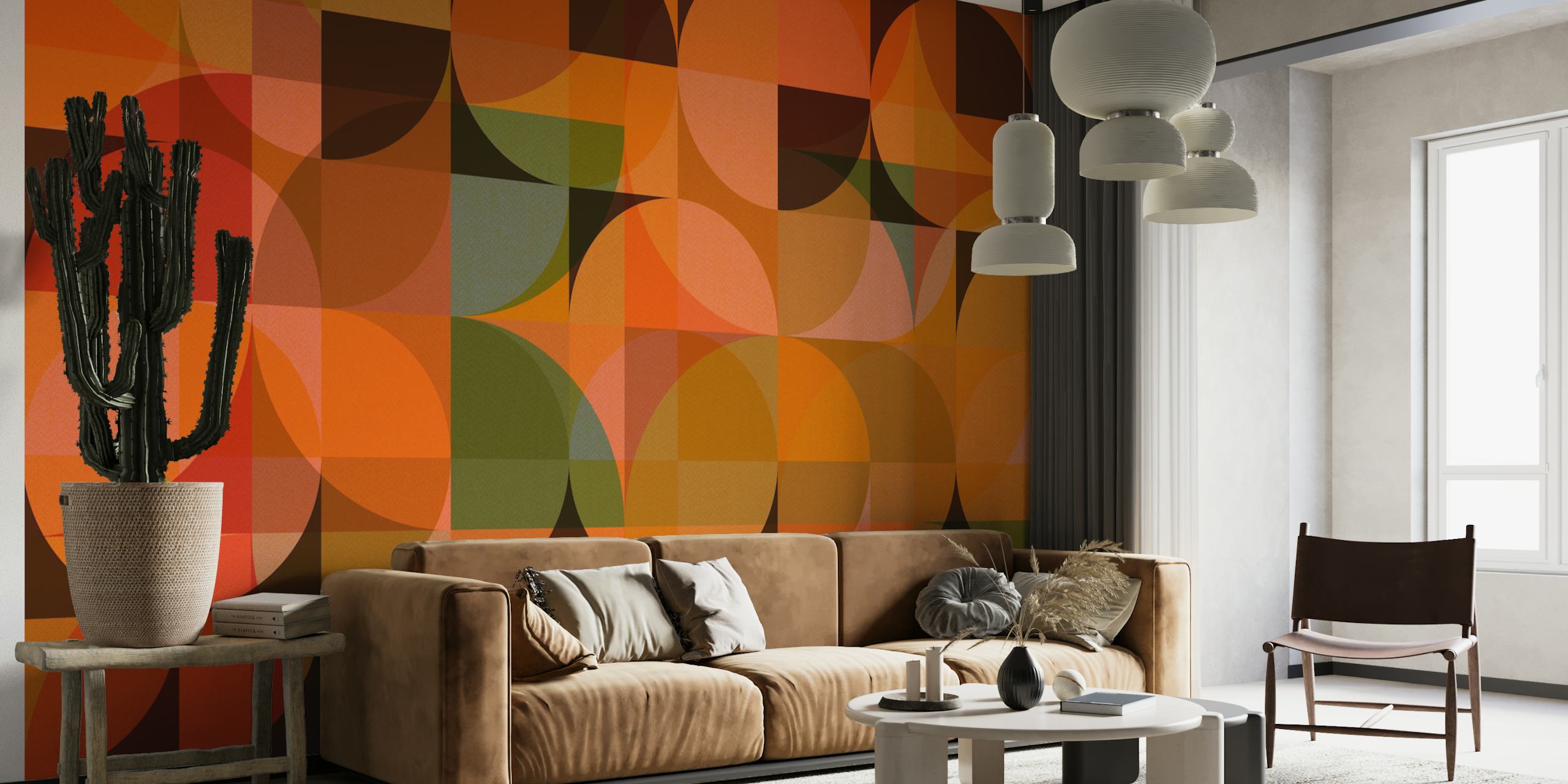 Mid Century Bauhaus Rounds wandbedekking ontwerp