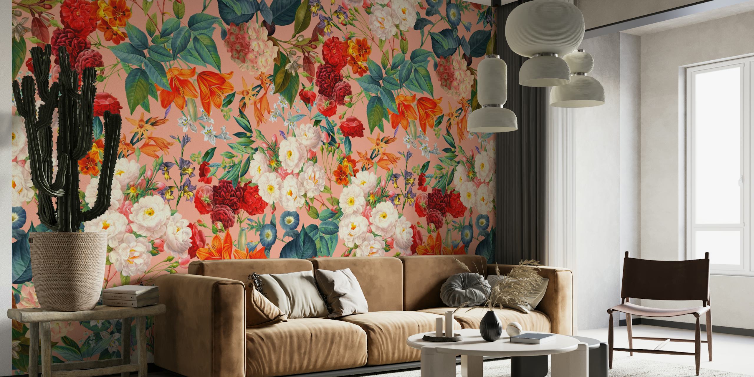 Design di carta da parati floreale in una stanza