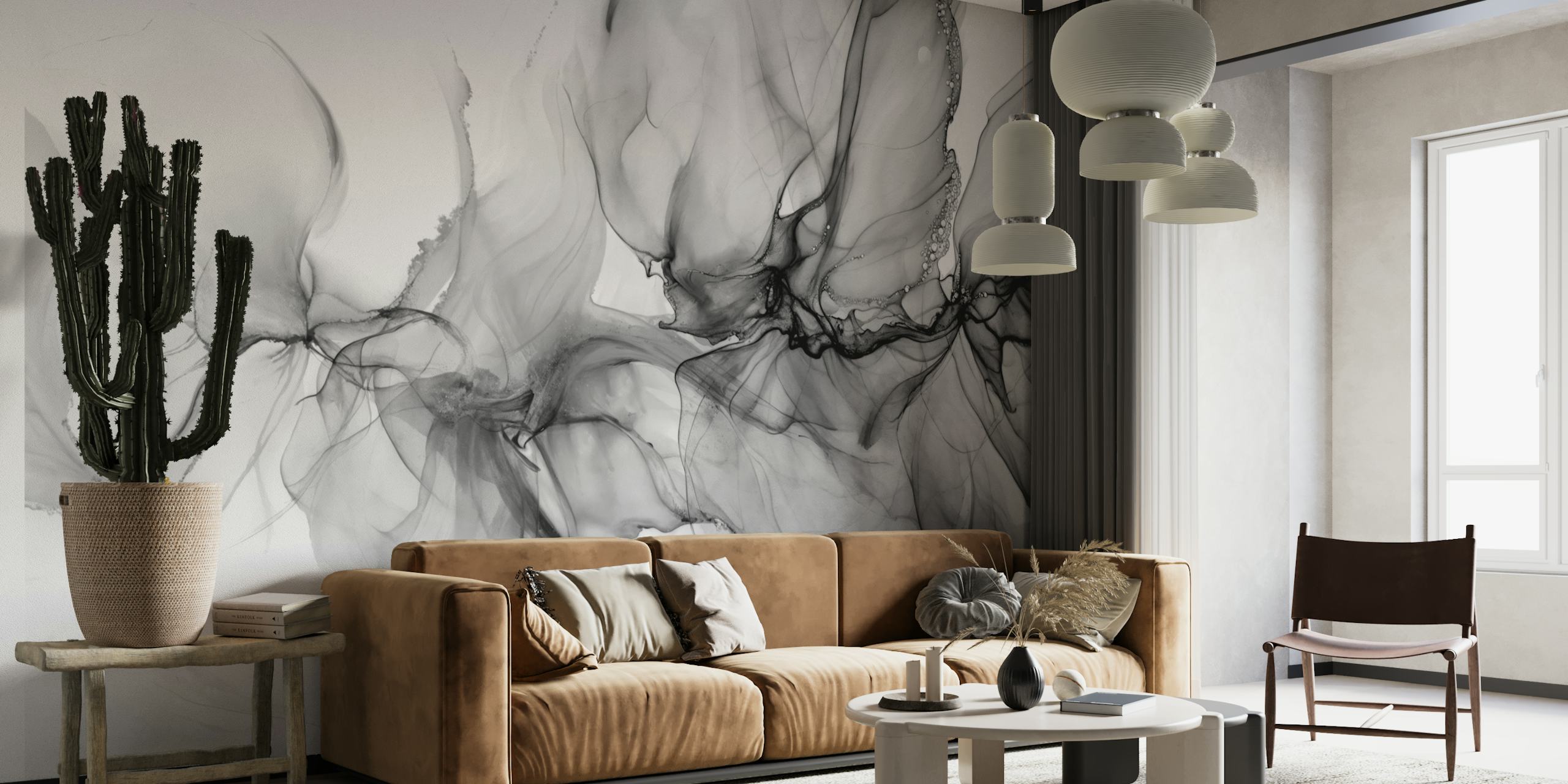 Fotomural de pared Tinta gris abstracta en cámara lenta flotando en el agua