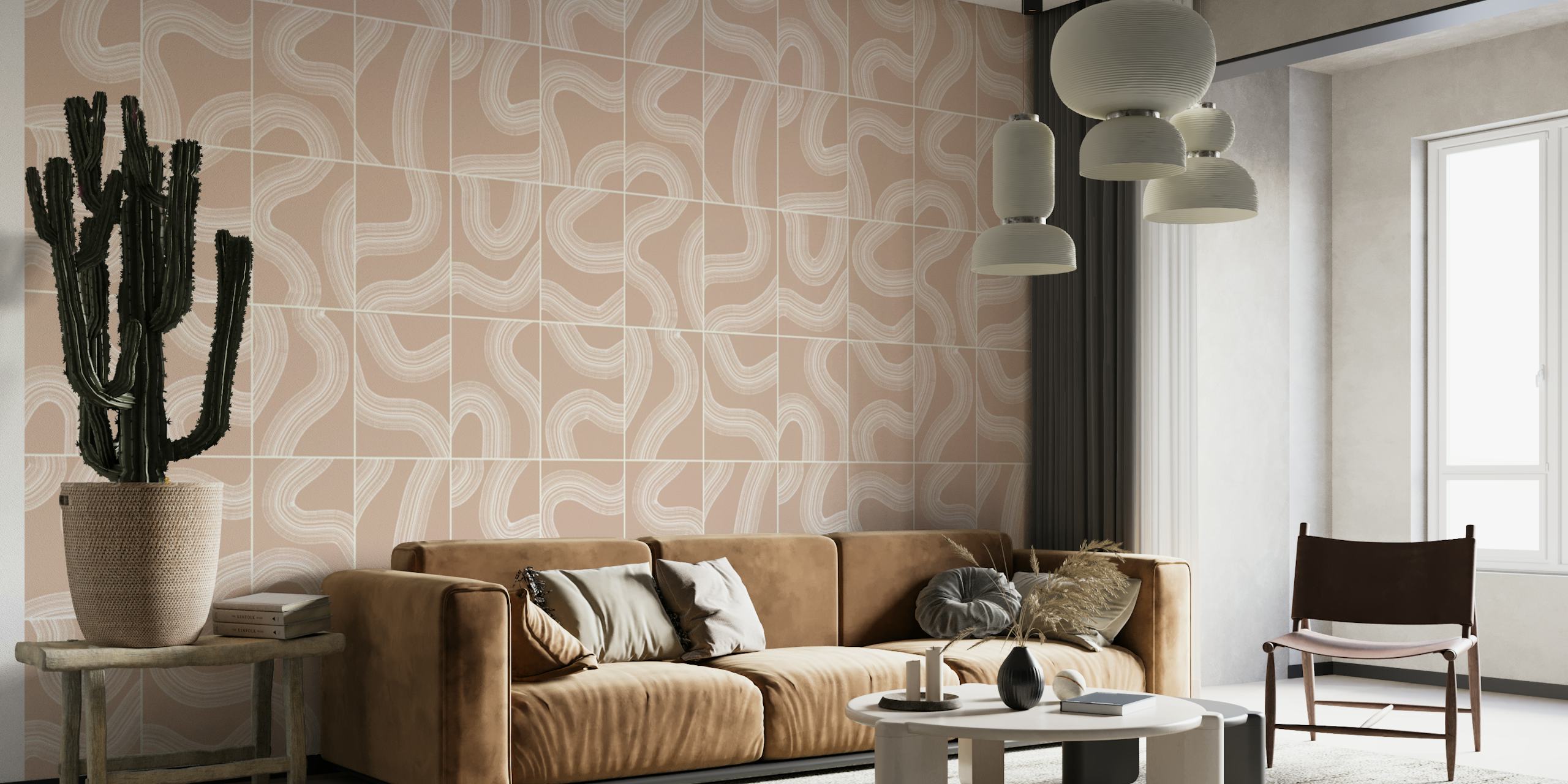 Zen Garden Tiles Sand behang in een kamer