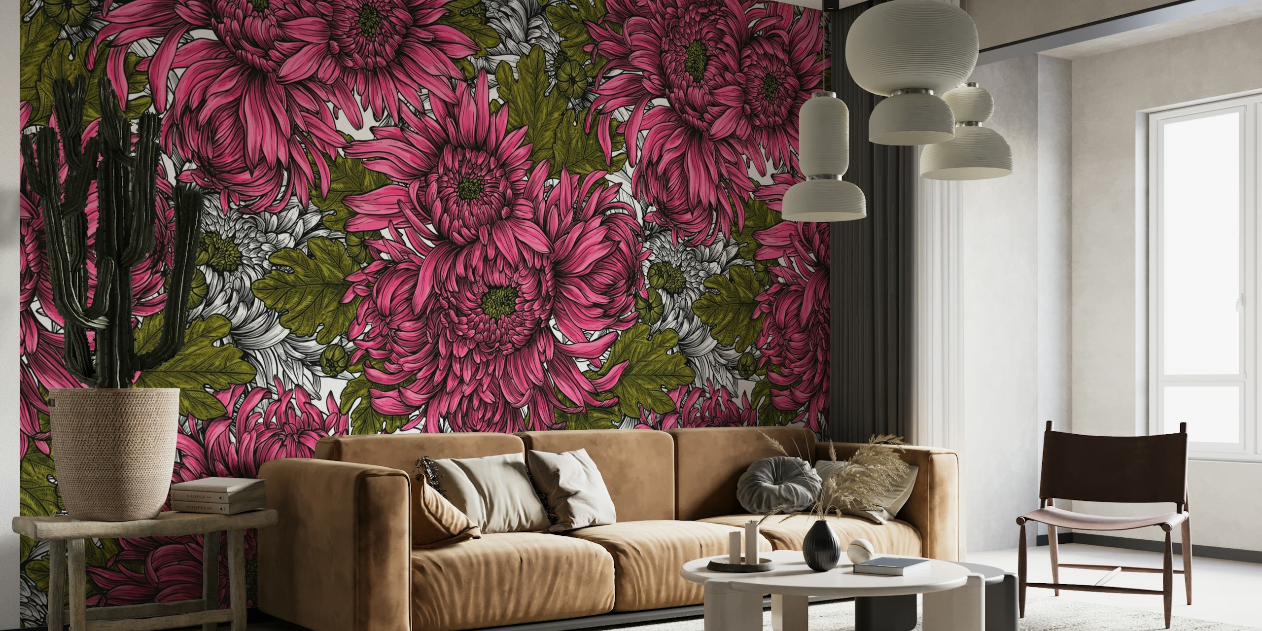 Pink chrysanthemum flowers papel de parede