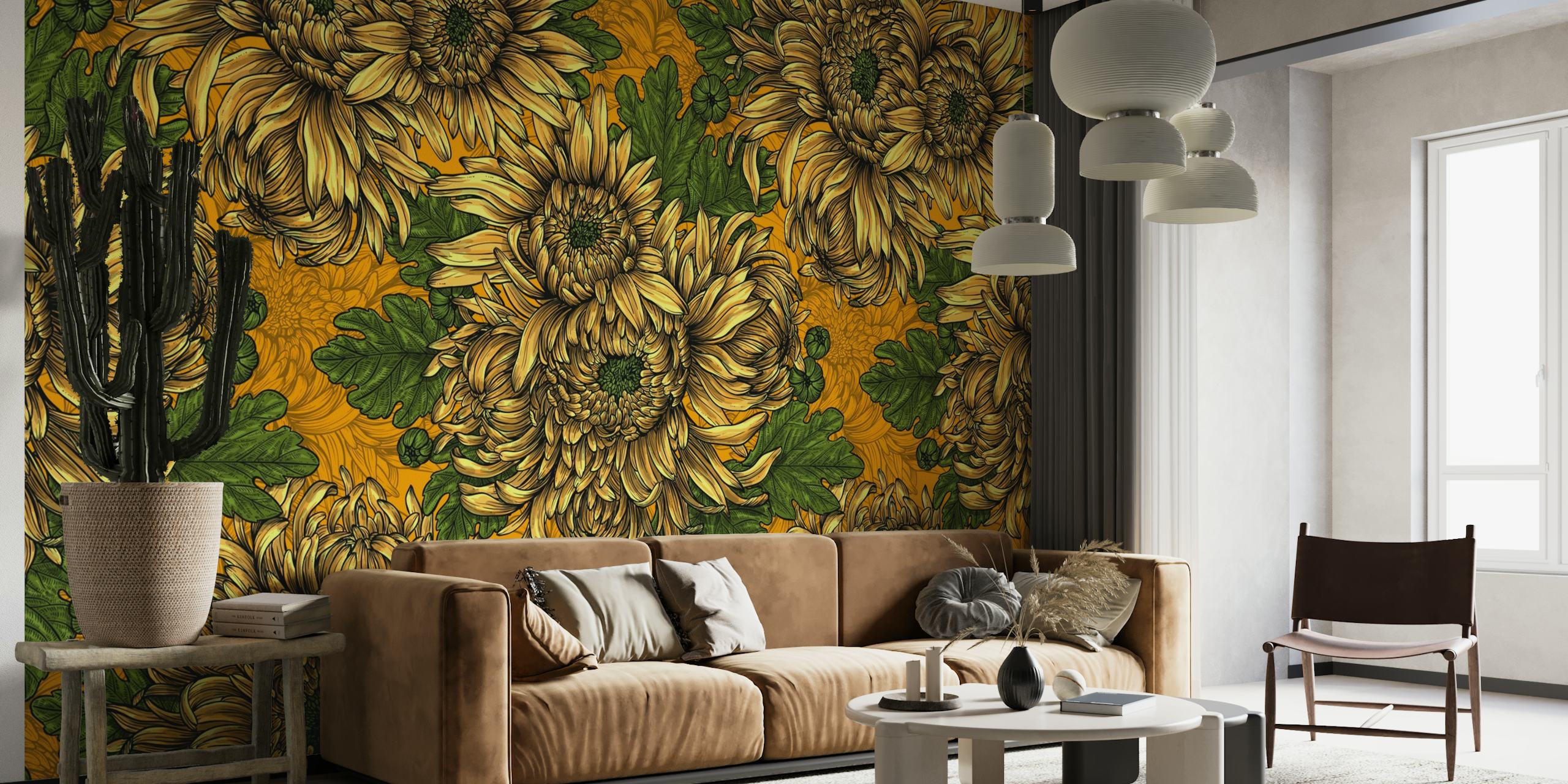 Yellow chrysanthemum flowers papel de parede