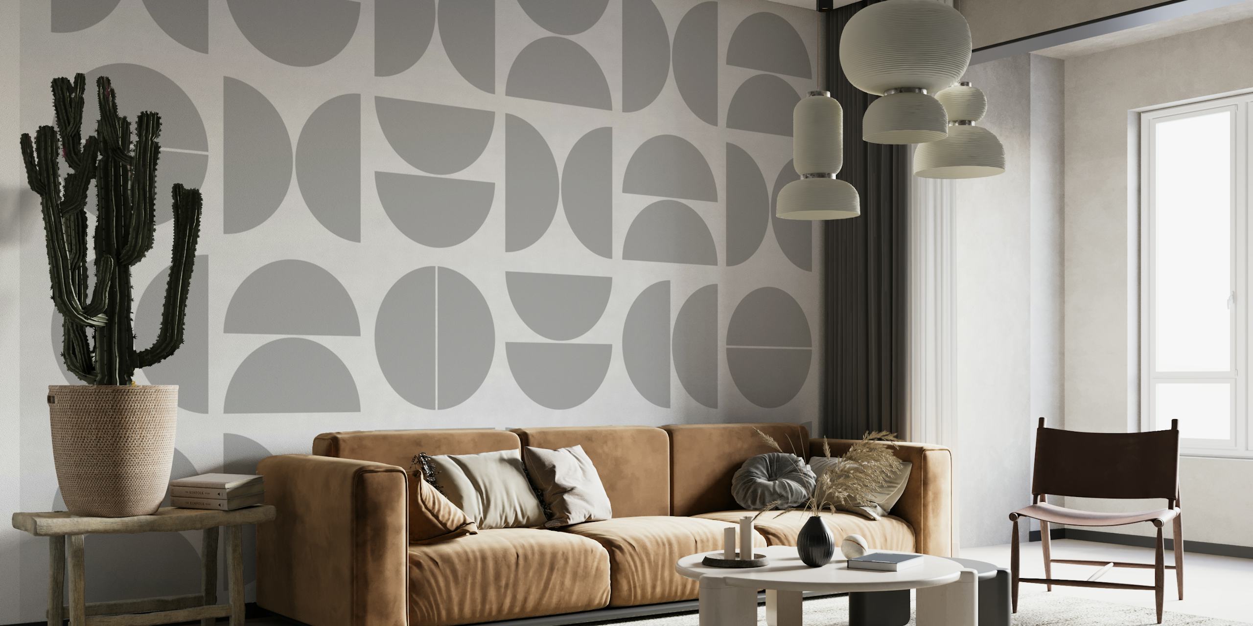Concrete Grey Bauhaus behang in een kamer