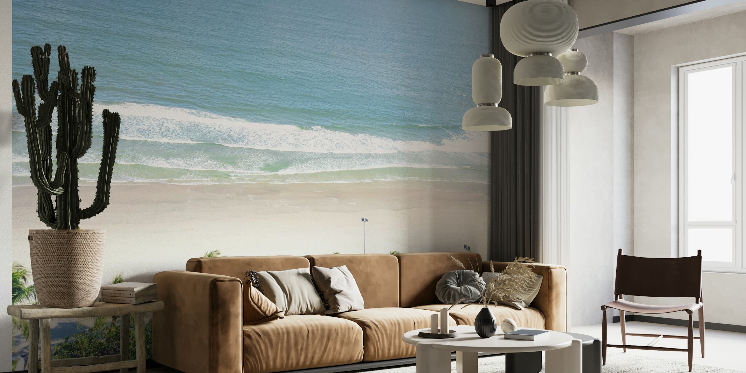 Design de papel de parede tropical em um ambiente