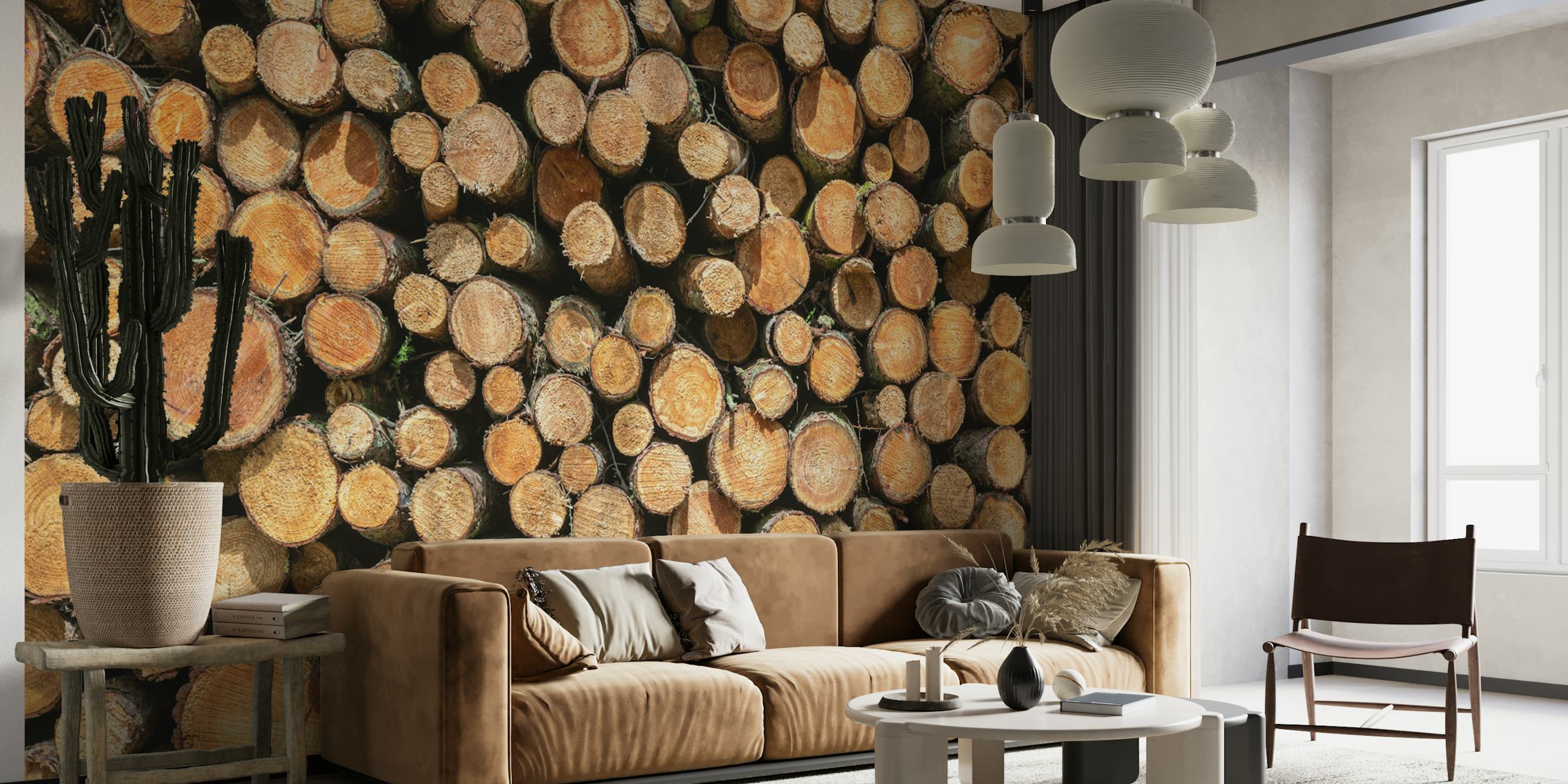 Spring Wood-tapettisuunnittelu huoneessa