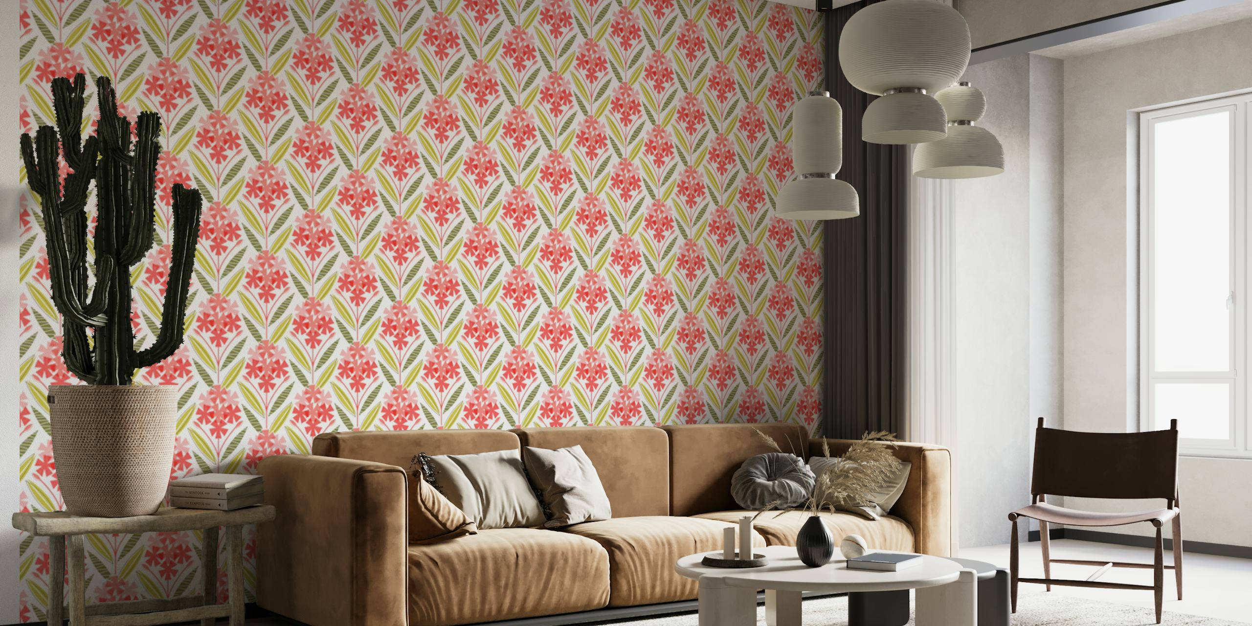 Mid-Century Modern Nerium Oleander wallpaper design