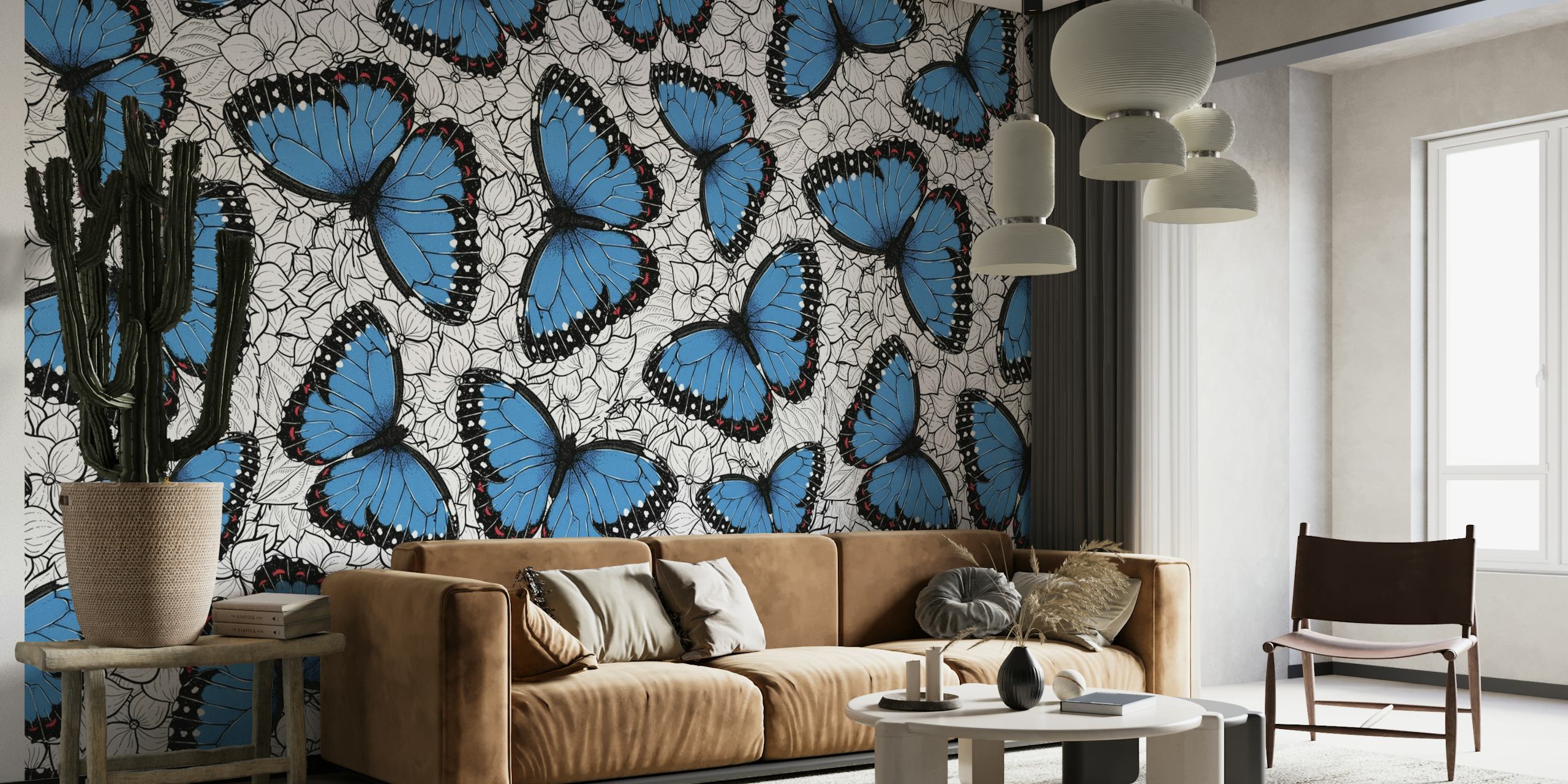 Blue morpho butterflies 2 wallpaper