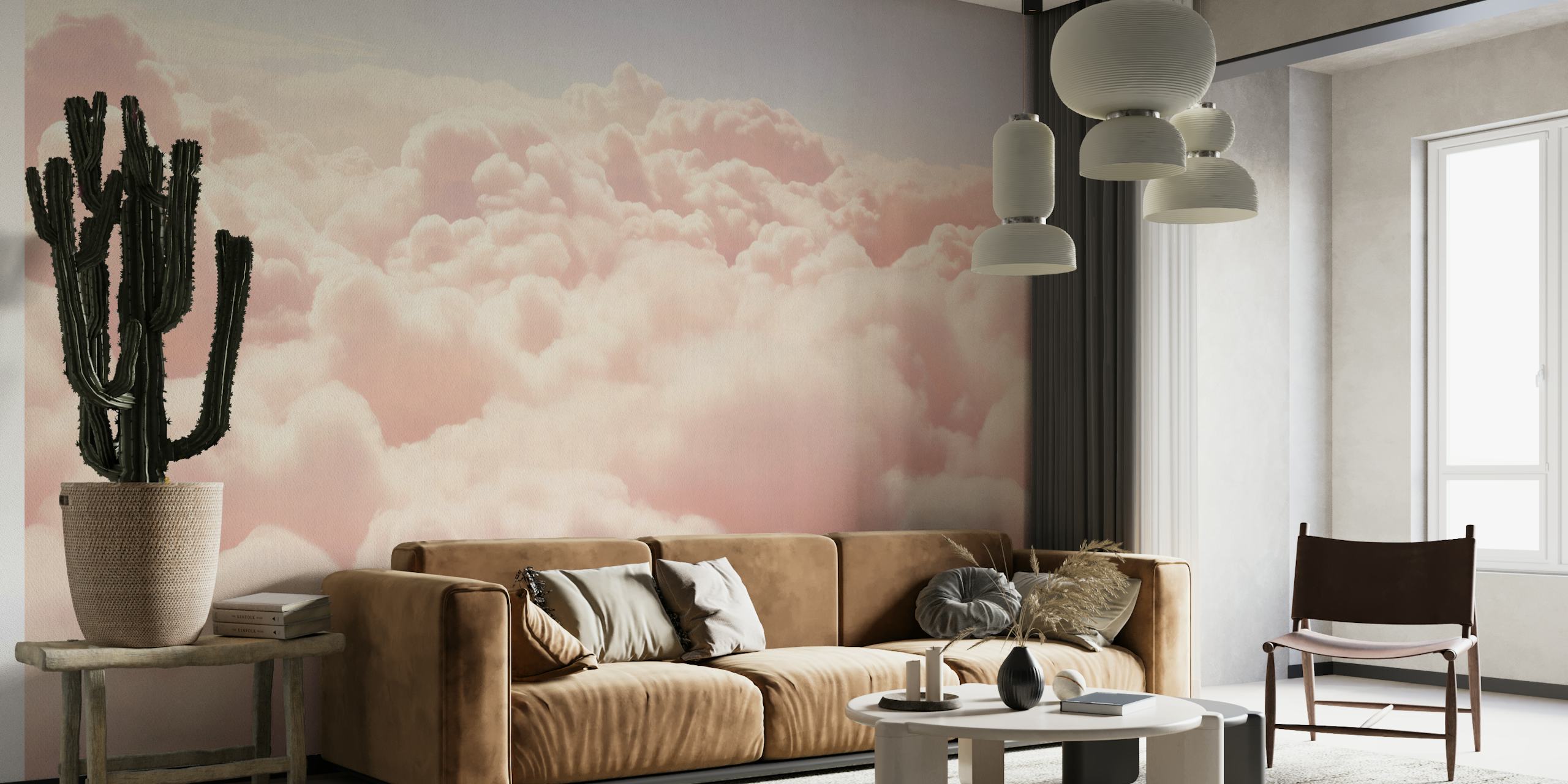 Candy pastel clouds pink vesiväri huoneessa