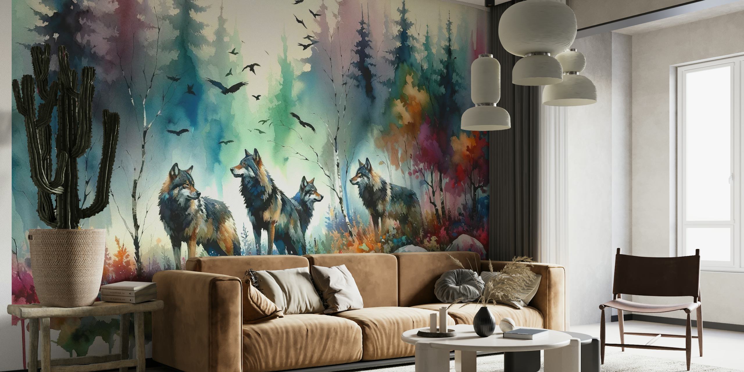 Wilderness Melody the Wolves Tapete in einem Zimmer