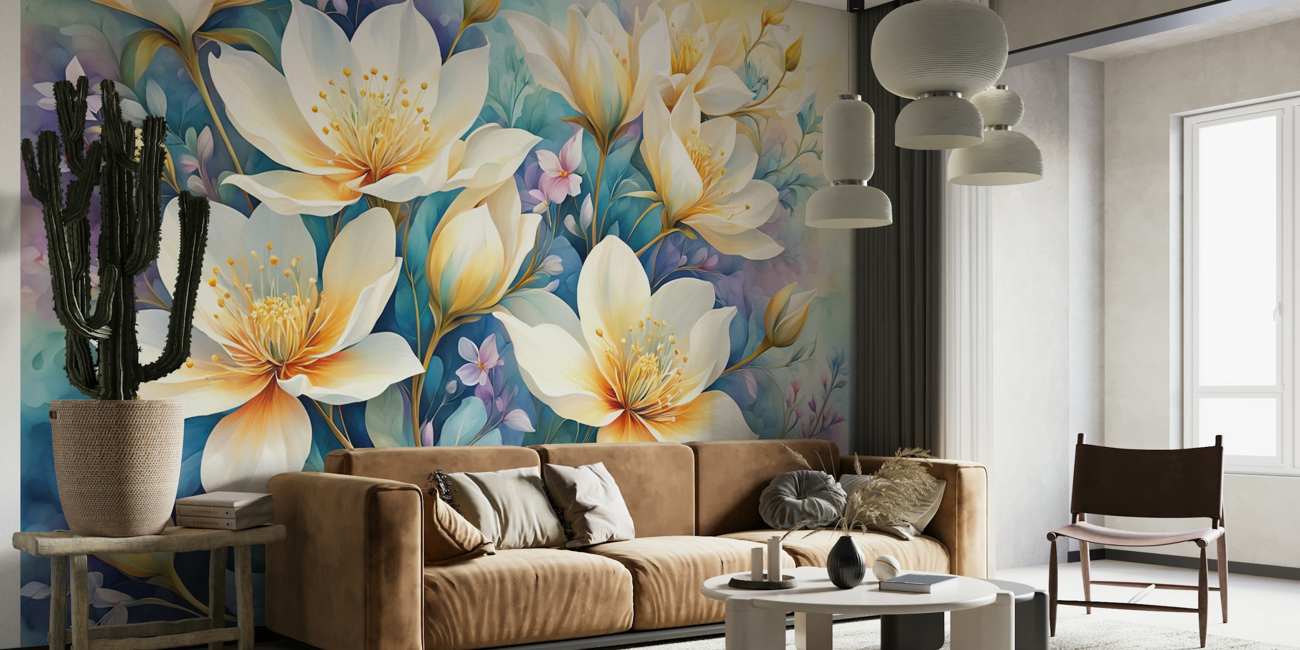 Celestial Bloom Radiance tapetdesign i ett rum