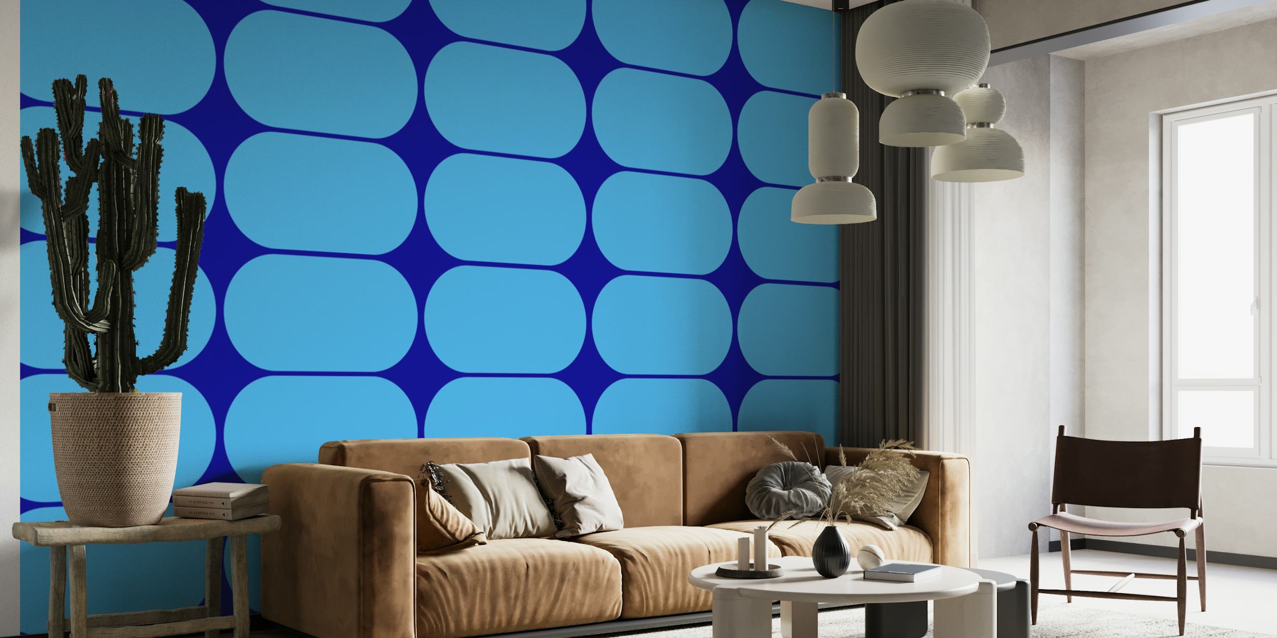 Sapphire Geometric Harmony wallpaper in a room
