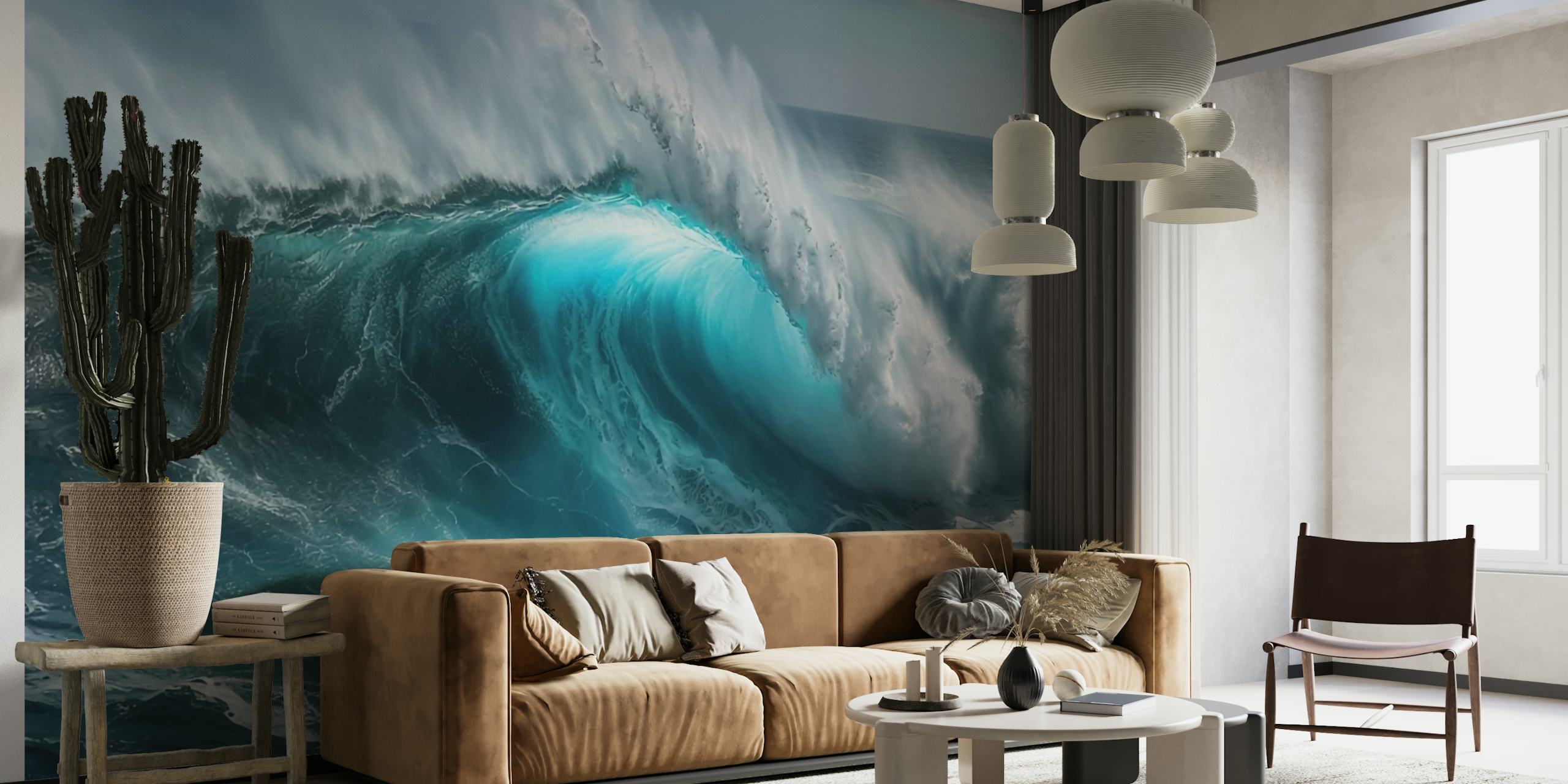 Ocean waves Tapete in einem stilvollen Raum