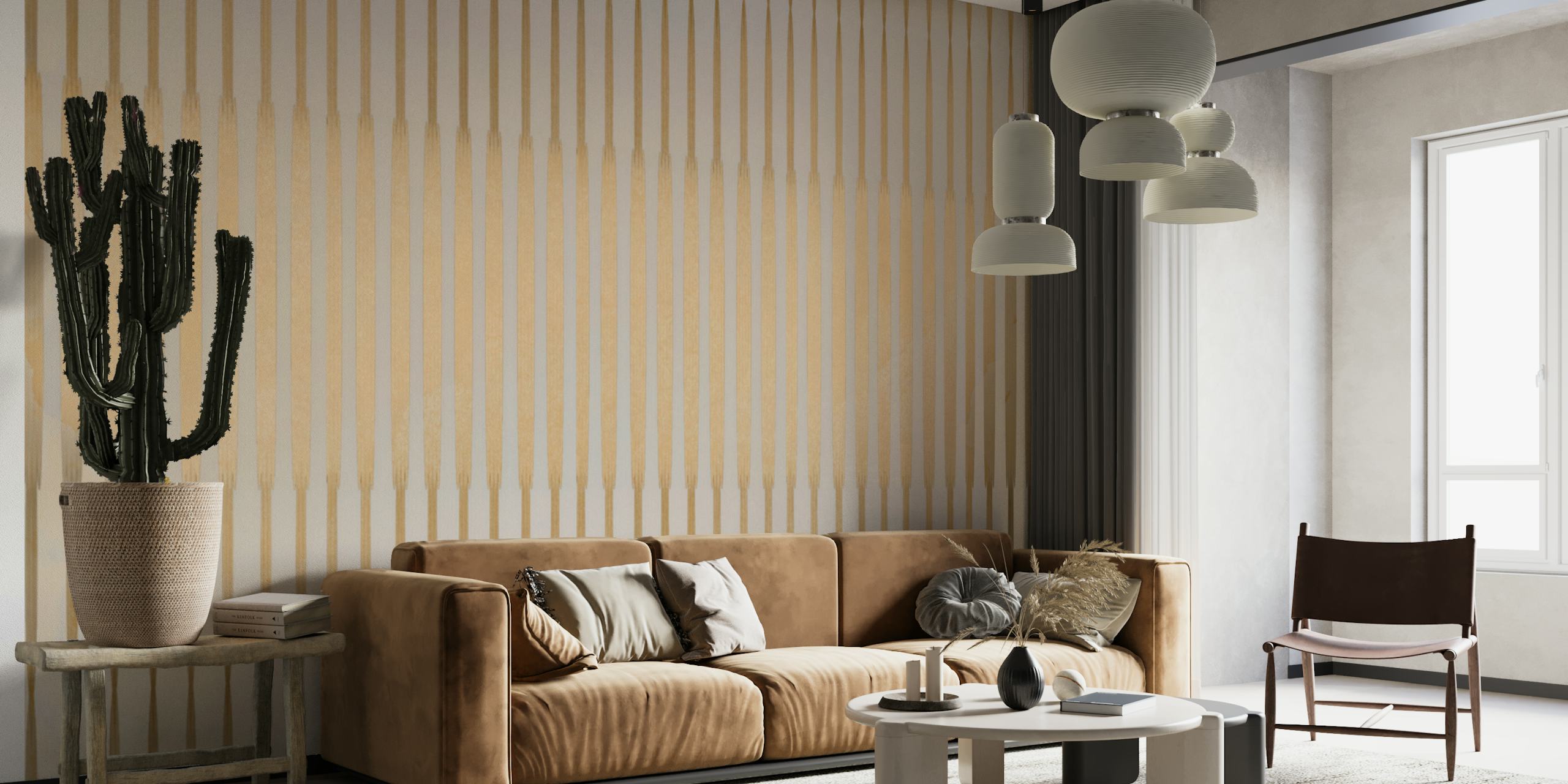 Golden Japandi Minimalist wallpaper in a room