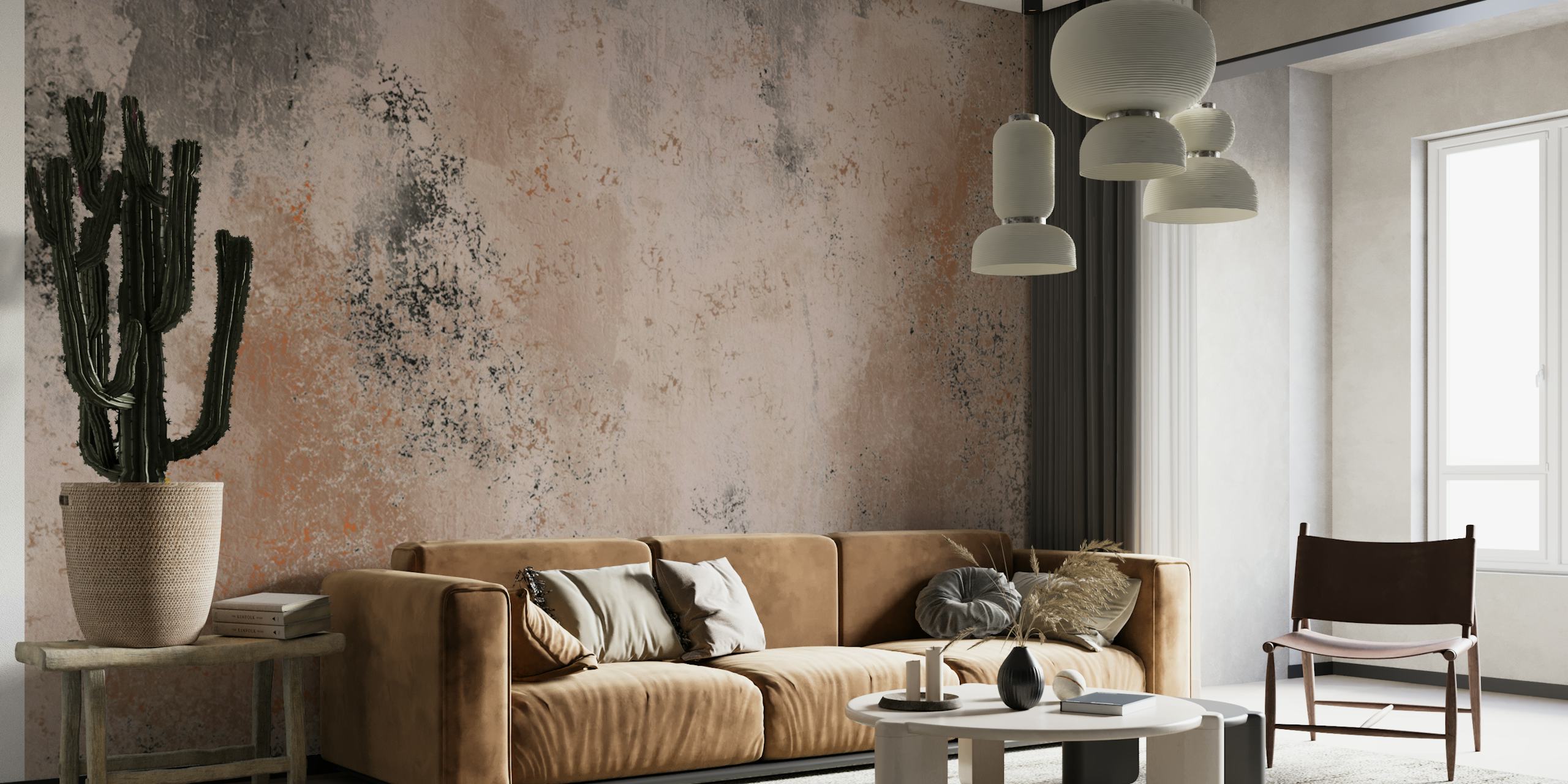 Abstract Earth Tones wallpaper displayed in a room
