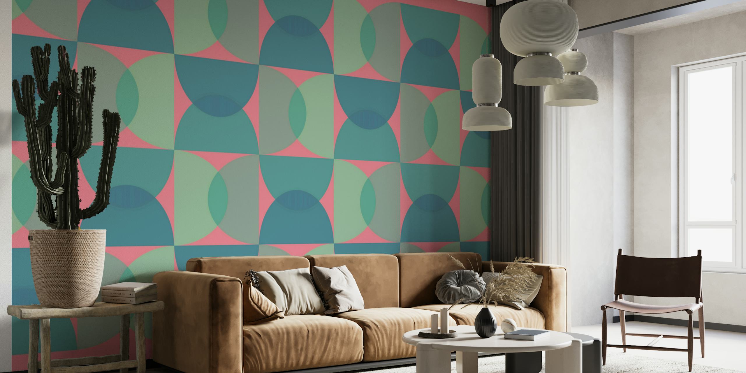 90s Geometric Echoes wallpaper in a room