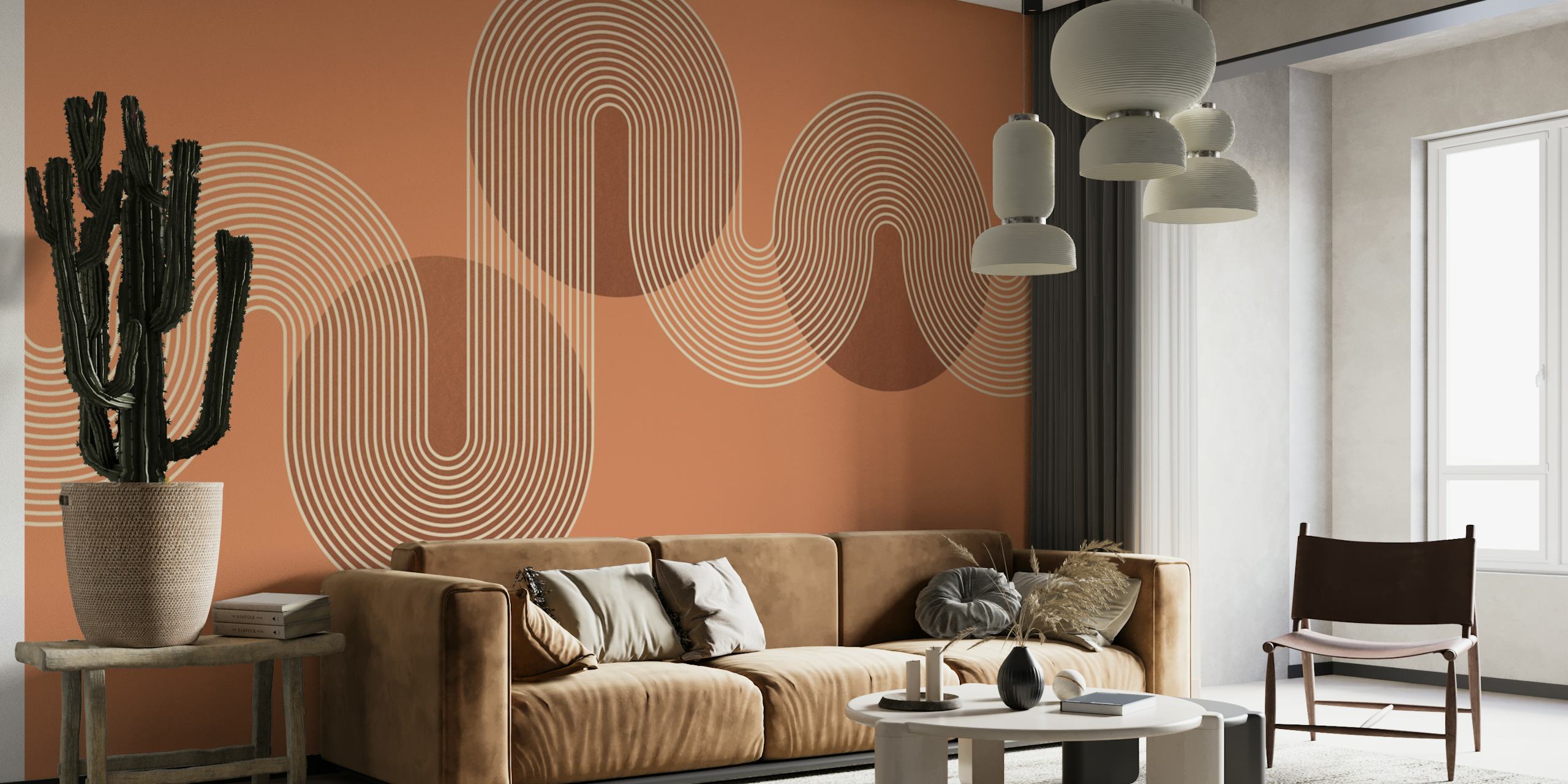 Curved Elegance Art wallpaper in a room