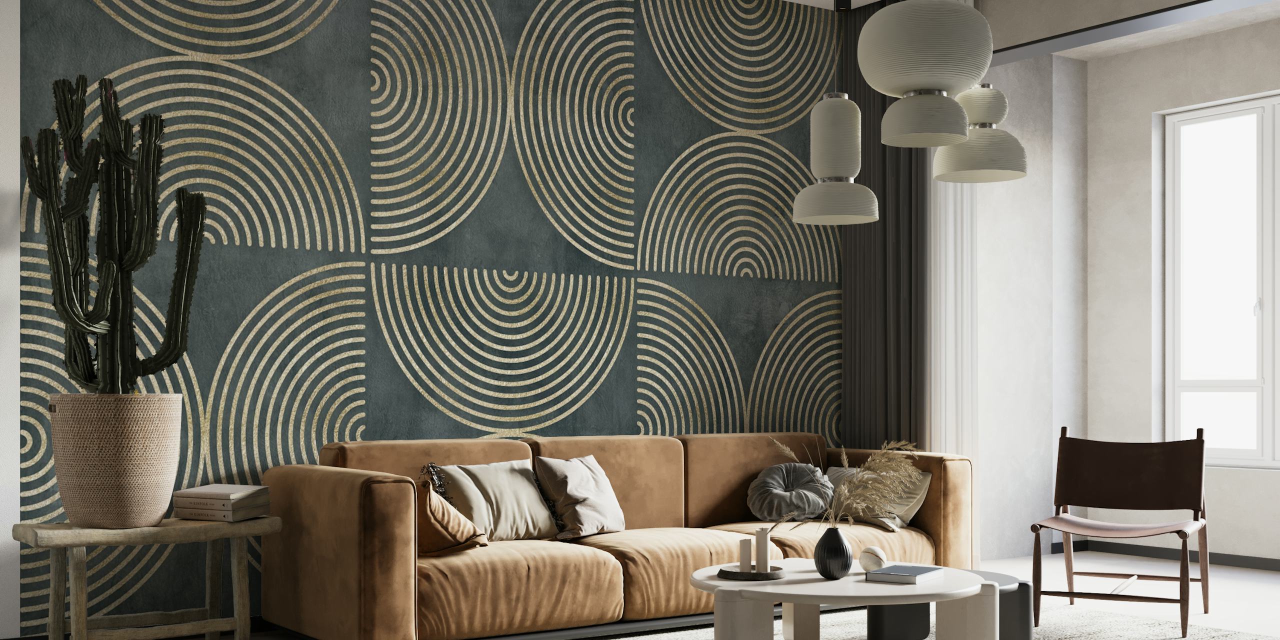Eclectic Circles Modern Art wallpaper in a room