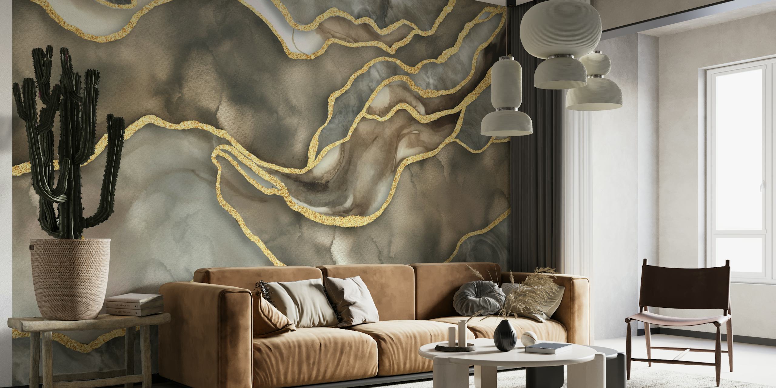 Papel de parede Opulent Marble Mineral Elegy em um quarto