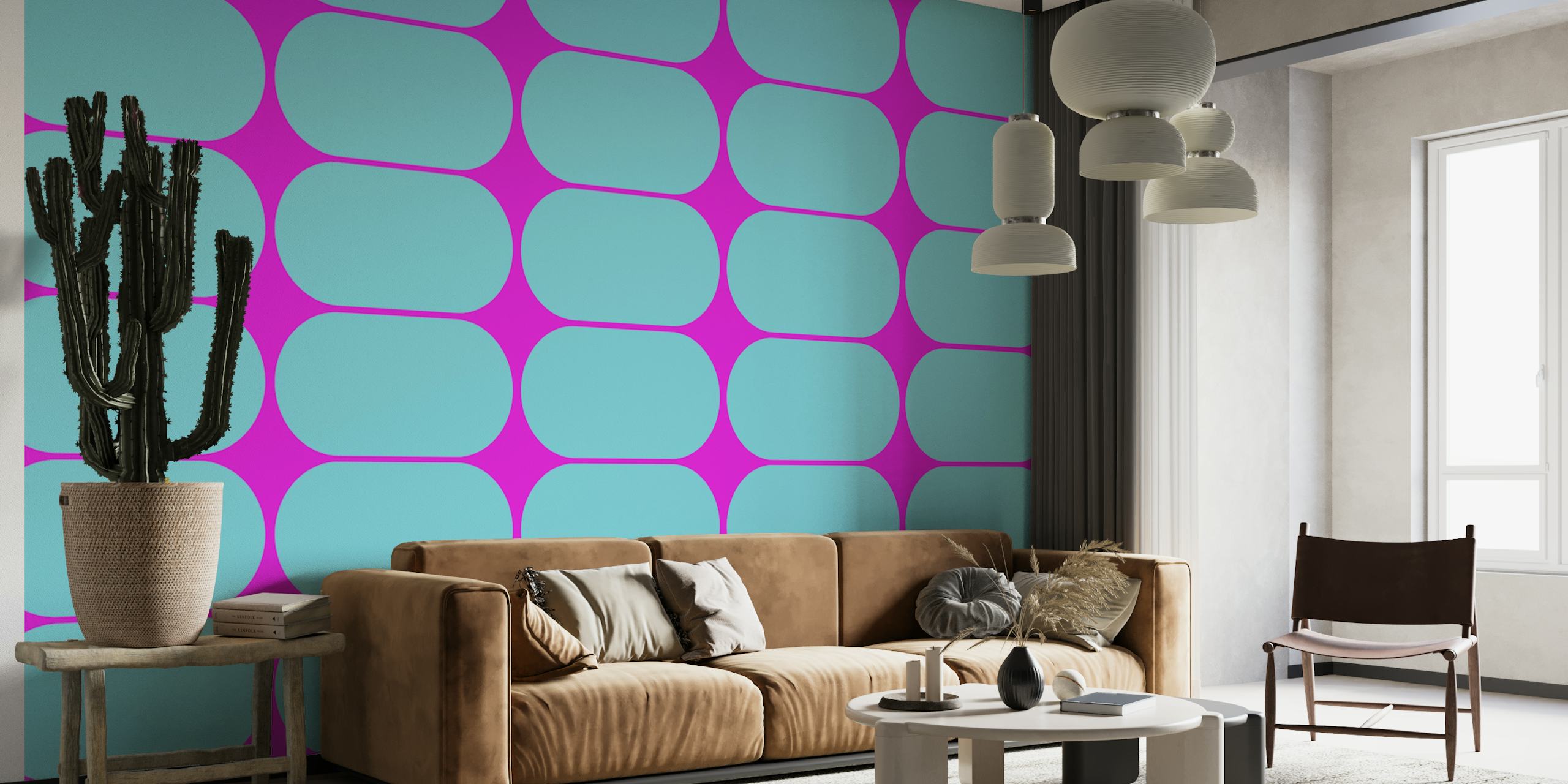 Mid-Century Aqua wallpaper in a room