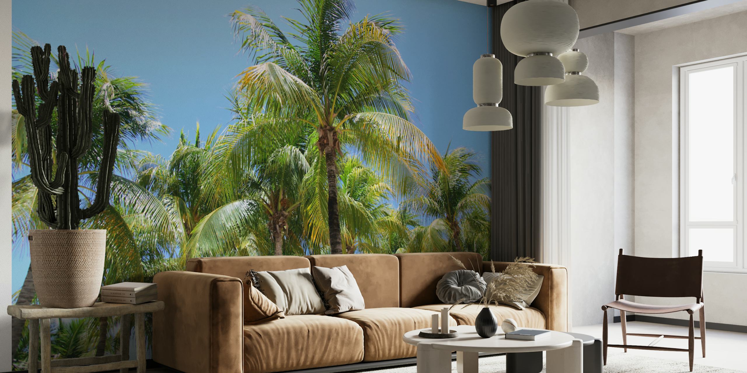Tapeta Sunny Palms Oasis w pokoju