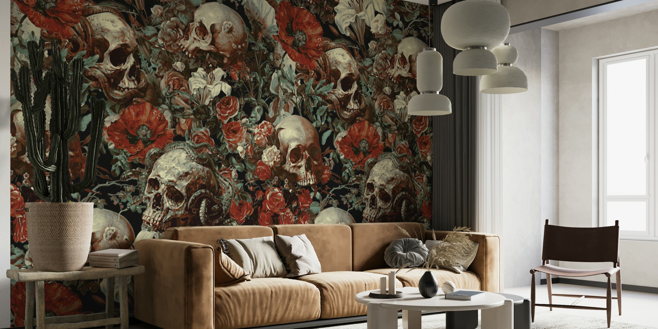 Skull Garden Charm behang in een kamer