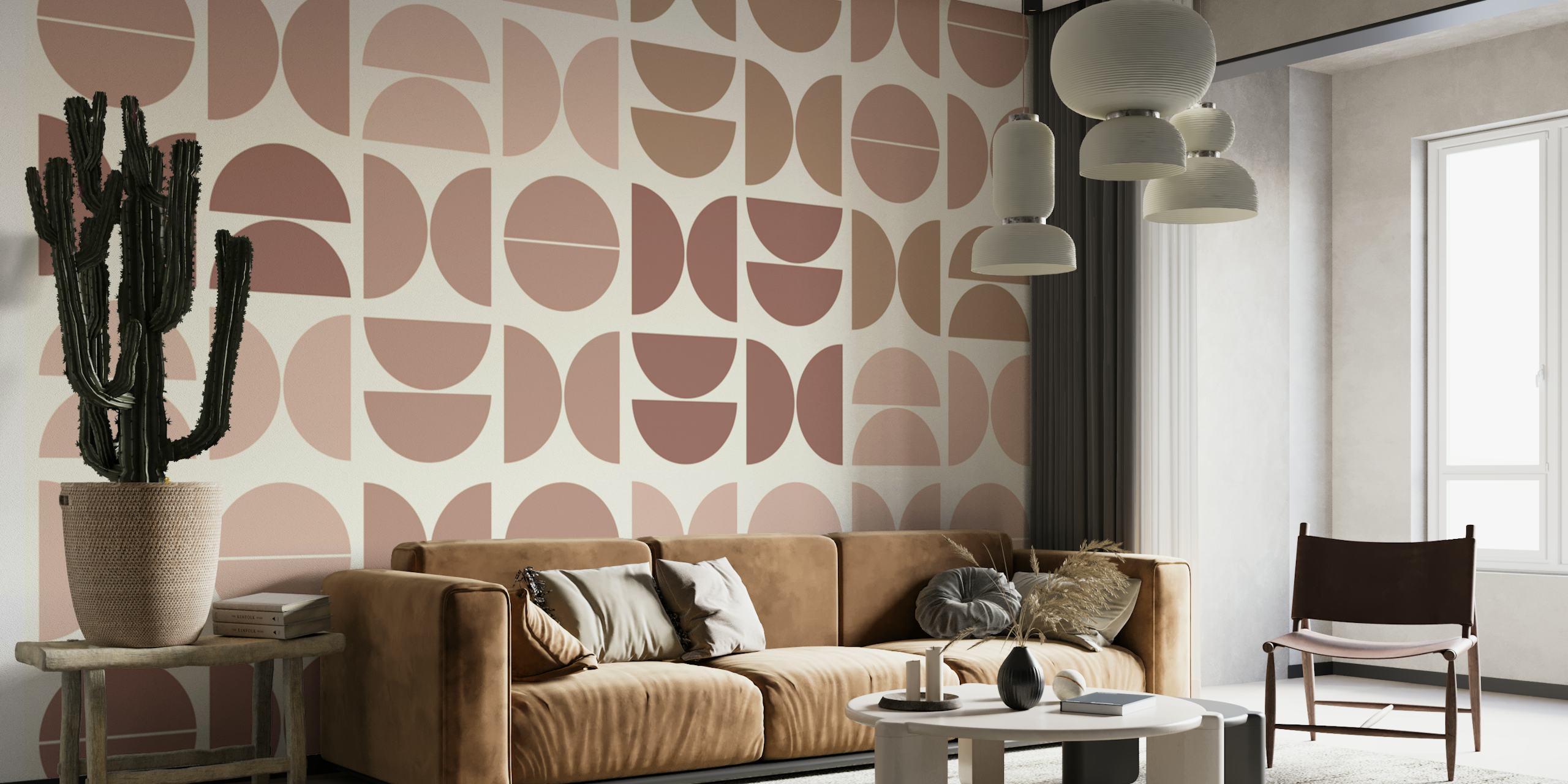 Tapeta Earthy Toned Semi-Circles u prostoriji