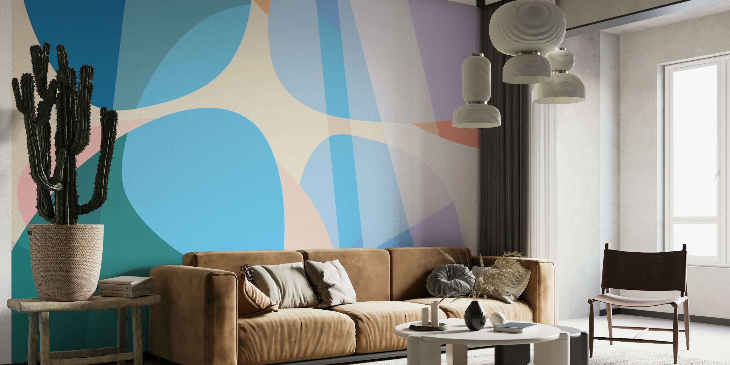 Geometric Pastel Wash wallpaper in a room