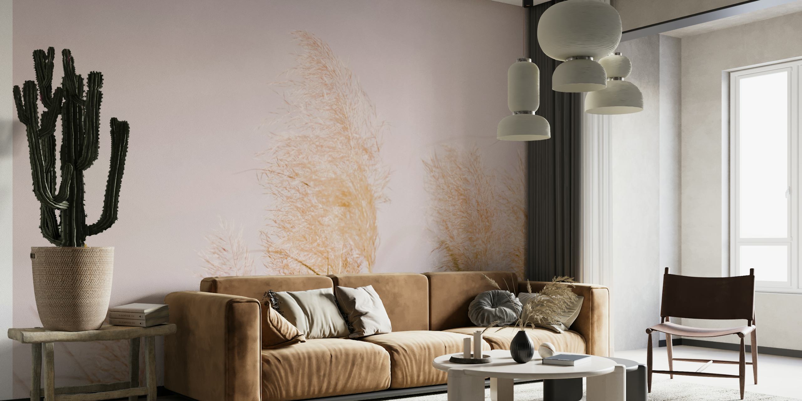 Pampas grass wallpaper i ett rum