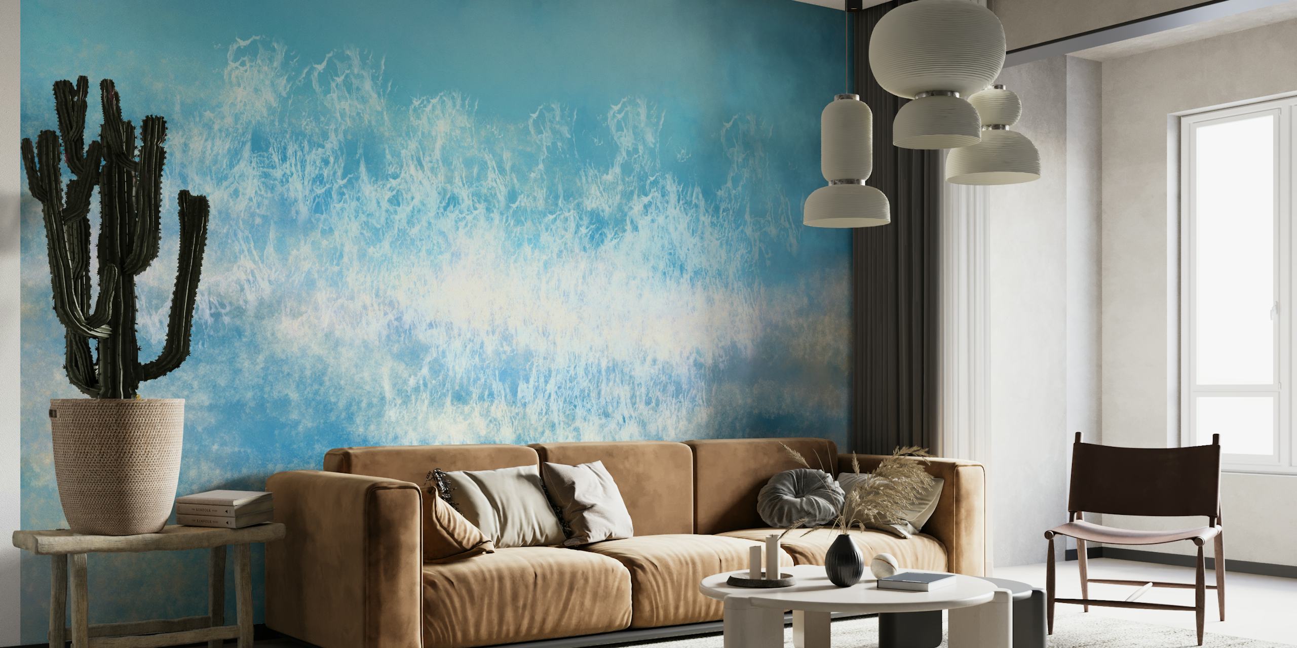 Vattenfärg wallpaper med oceanvågor